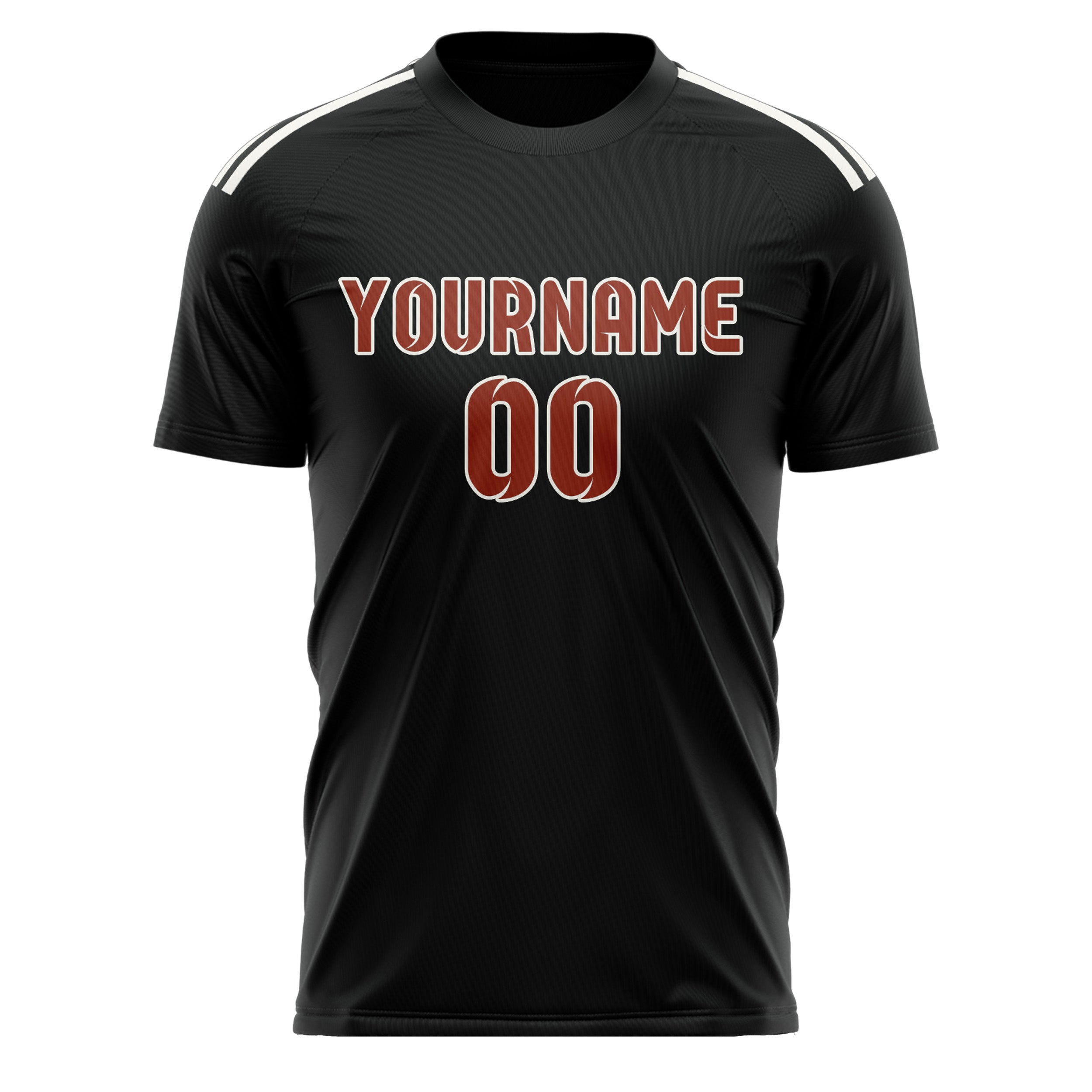 Custom Black Coral Red Soccer Jersey