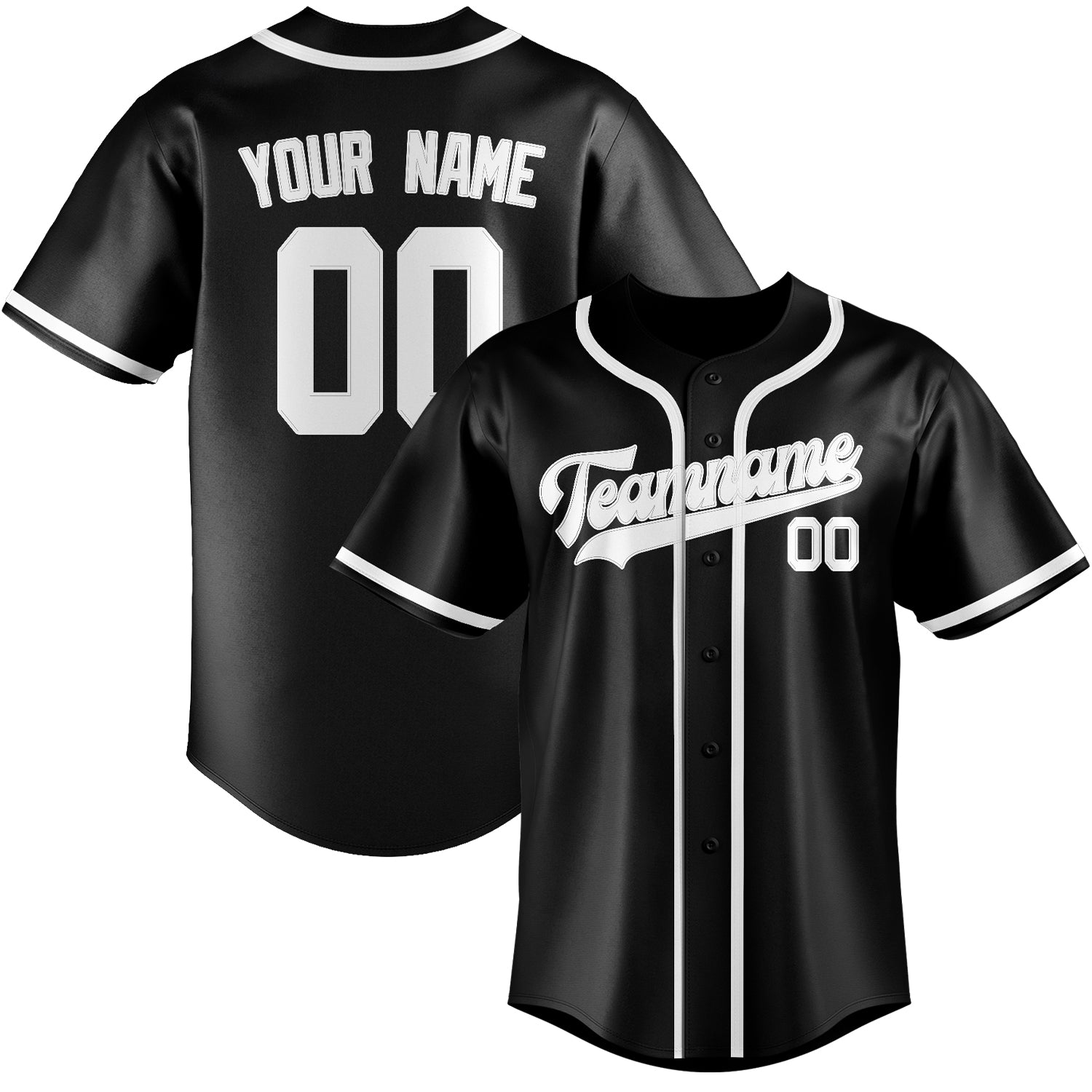 Custom Black White Baseball Jersey