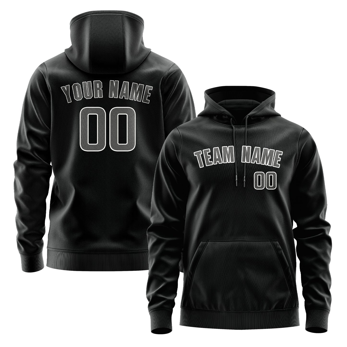 Custom Black Dark Grey Hoodie