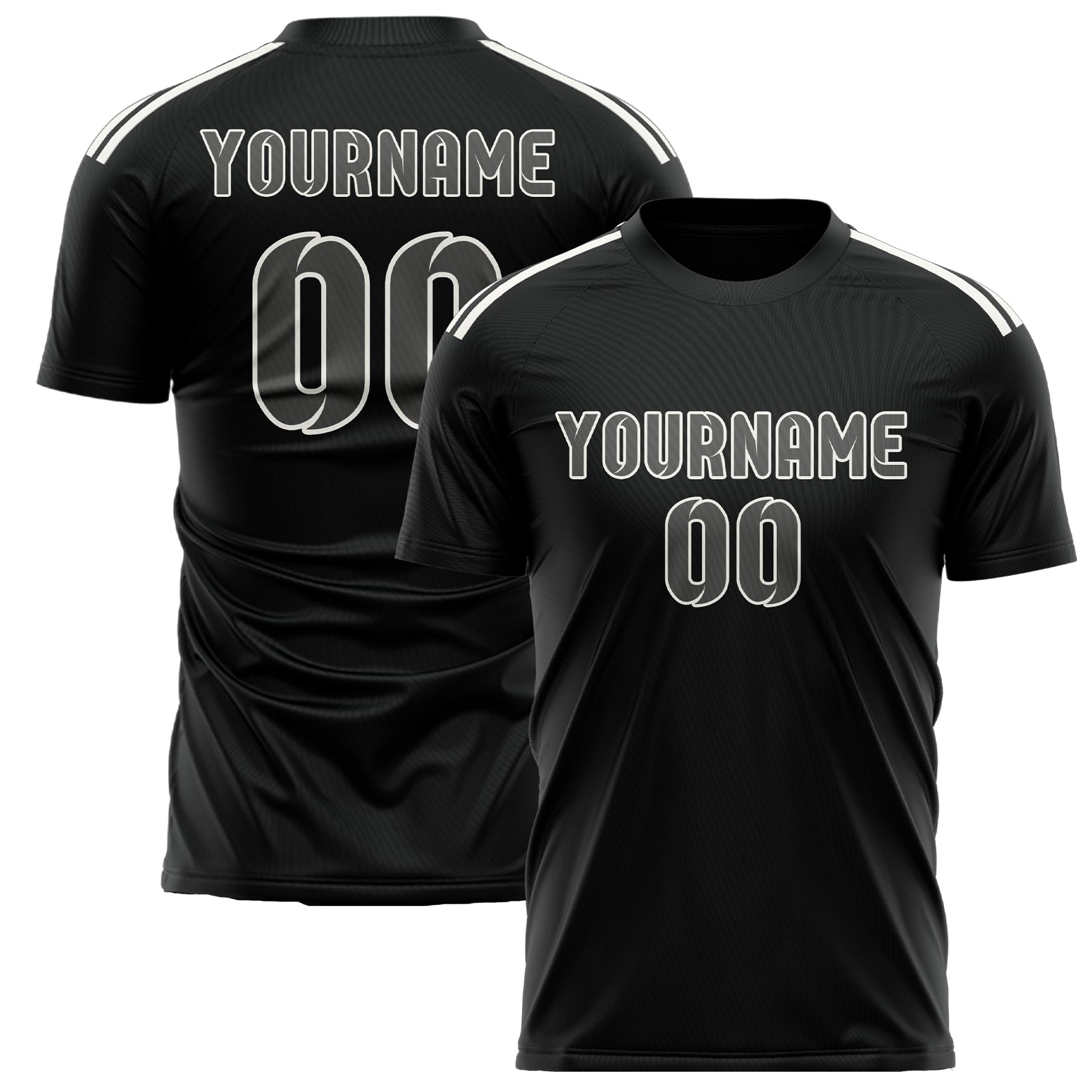 Custom Black Dark Grey Soccer Jersey
