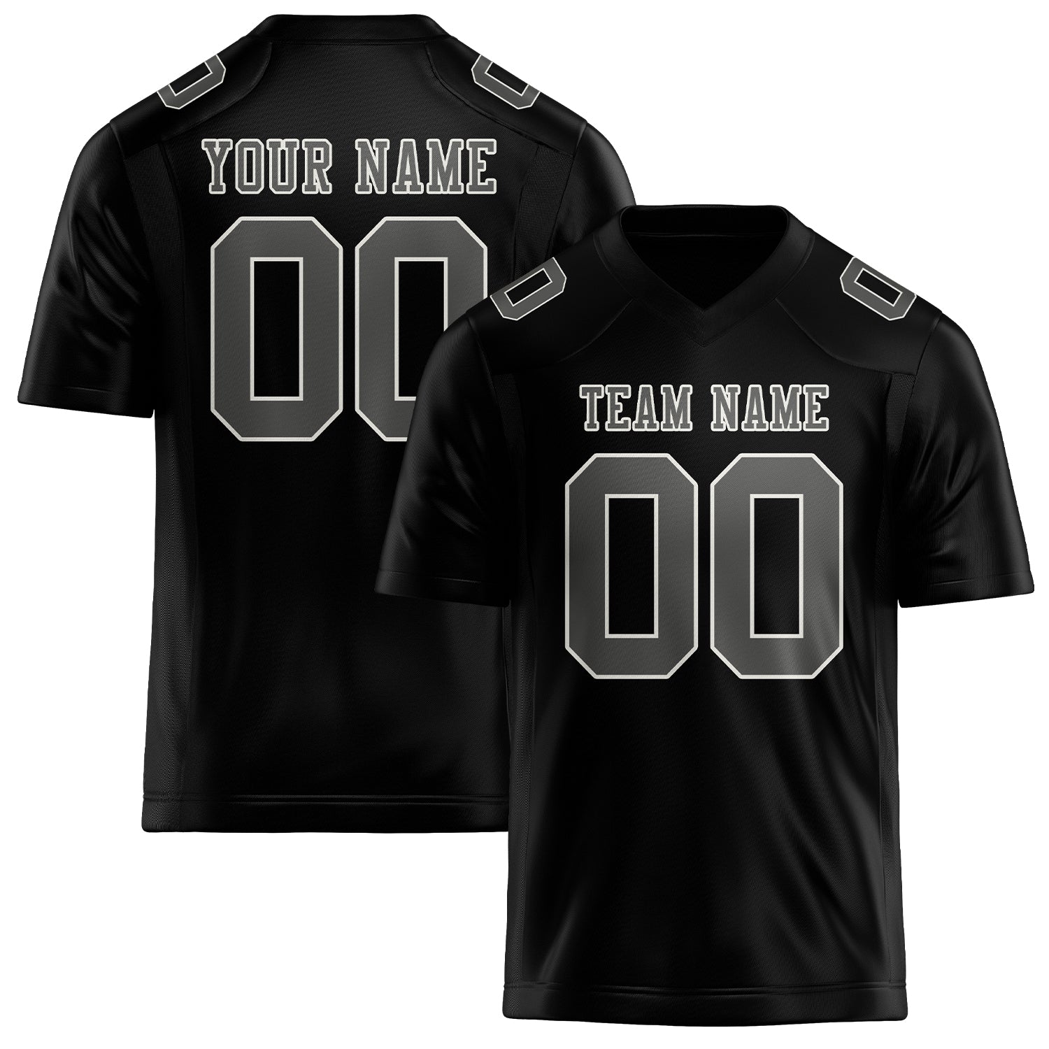 Custom Black Dark Grey Football Jersey