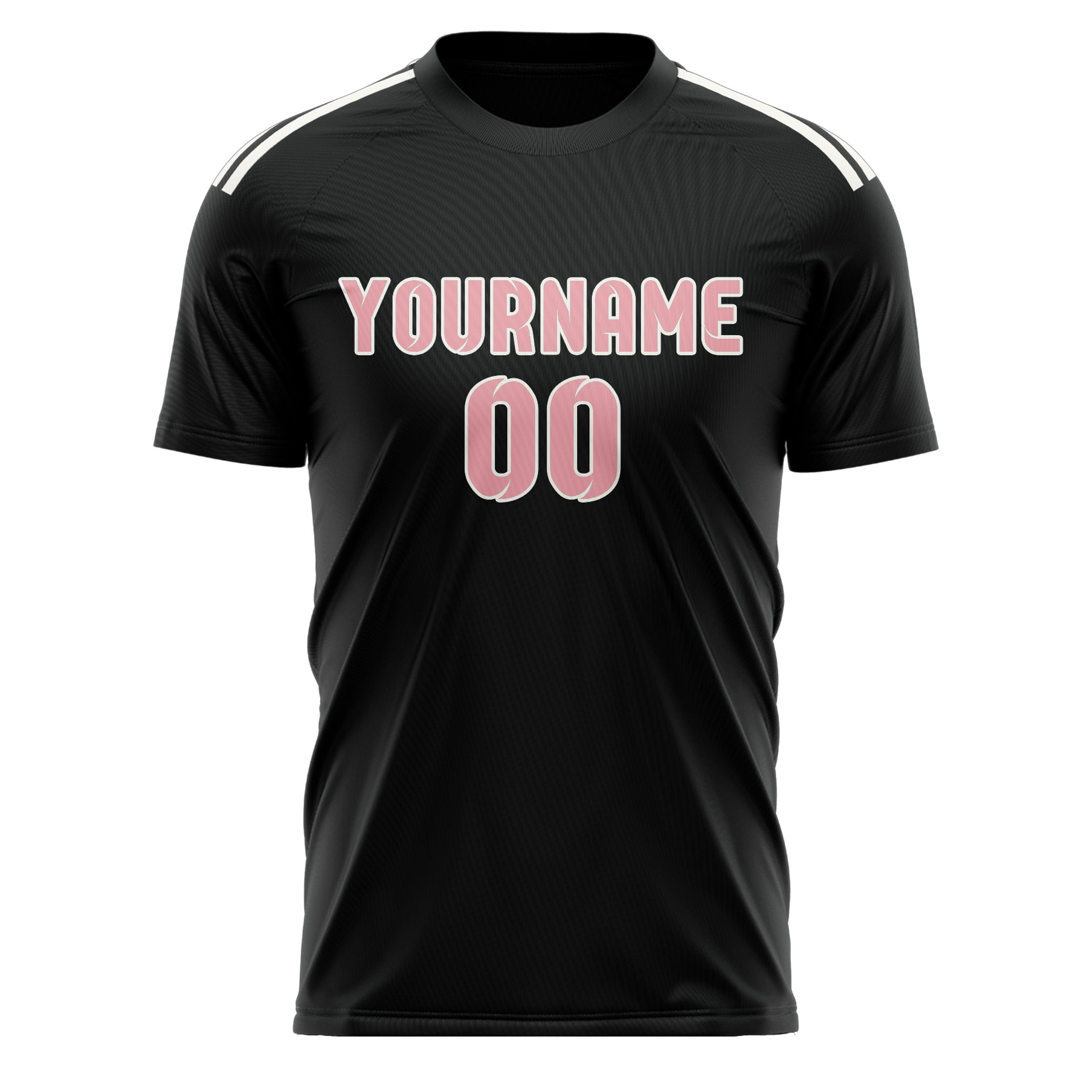 Custom Black Light Pink Soccer Jersey