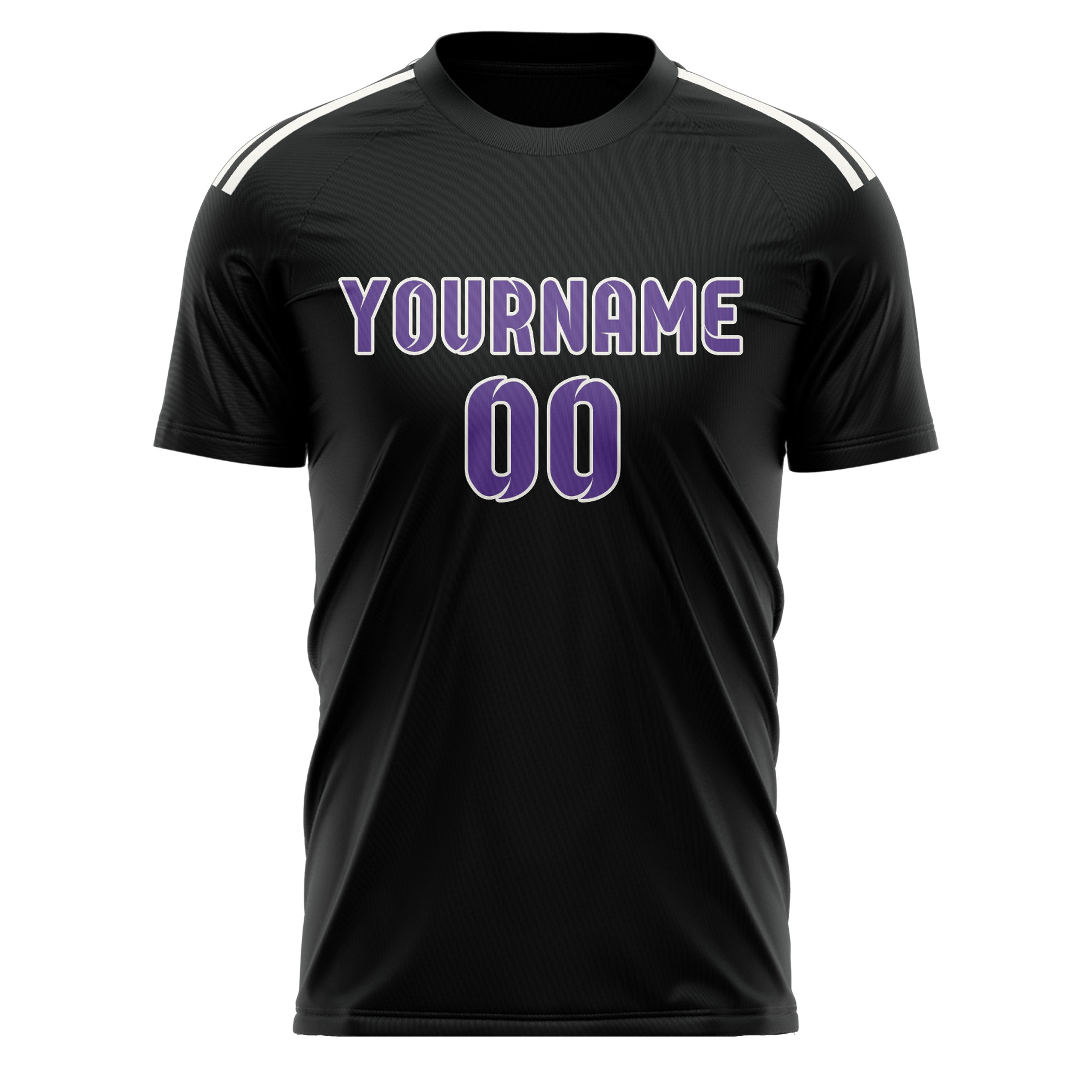Custom Black Light Purple Soccer Jersey