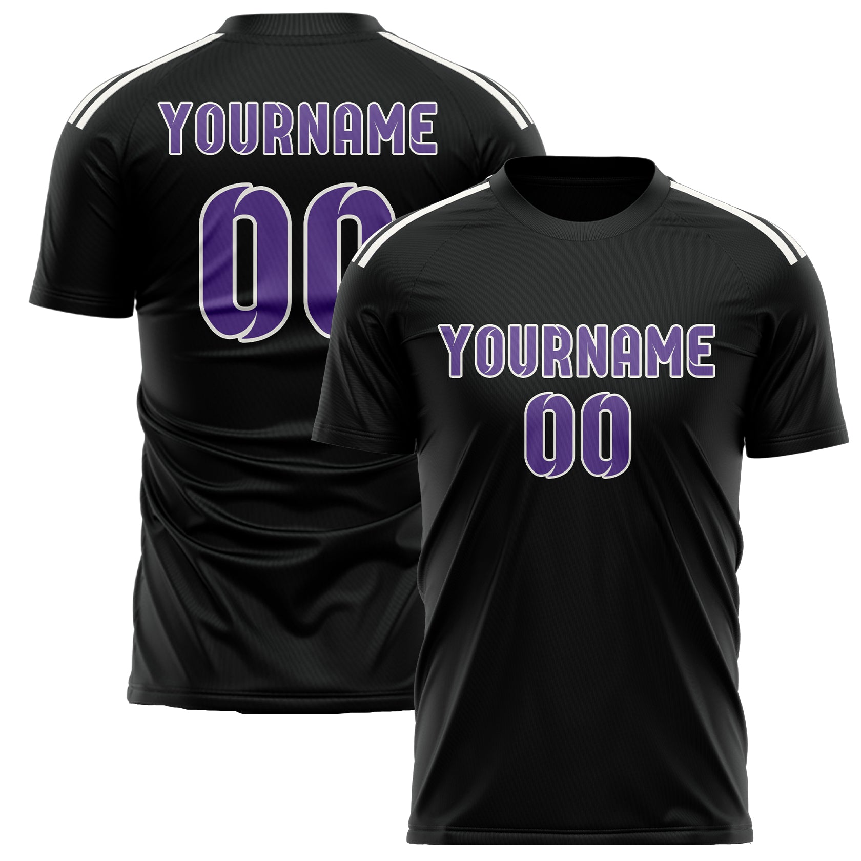 Custom Black Light Purple Soccer Jersey