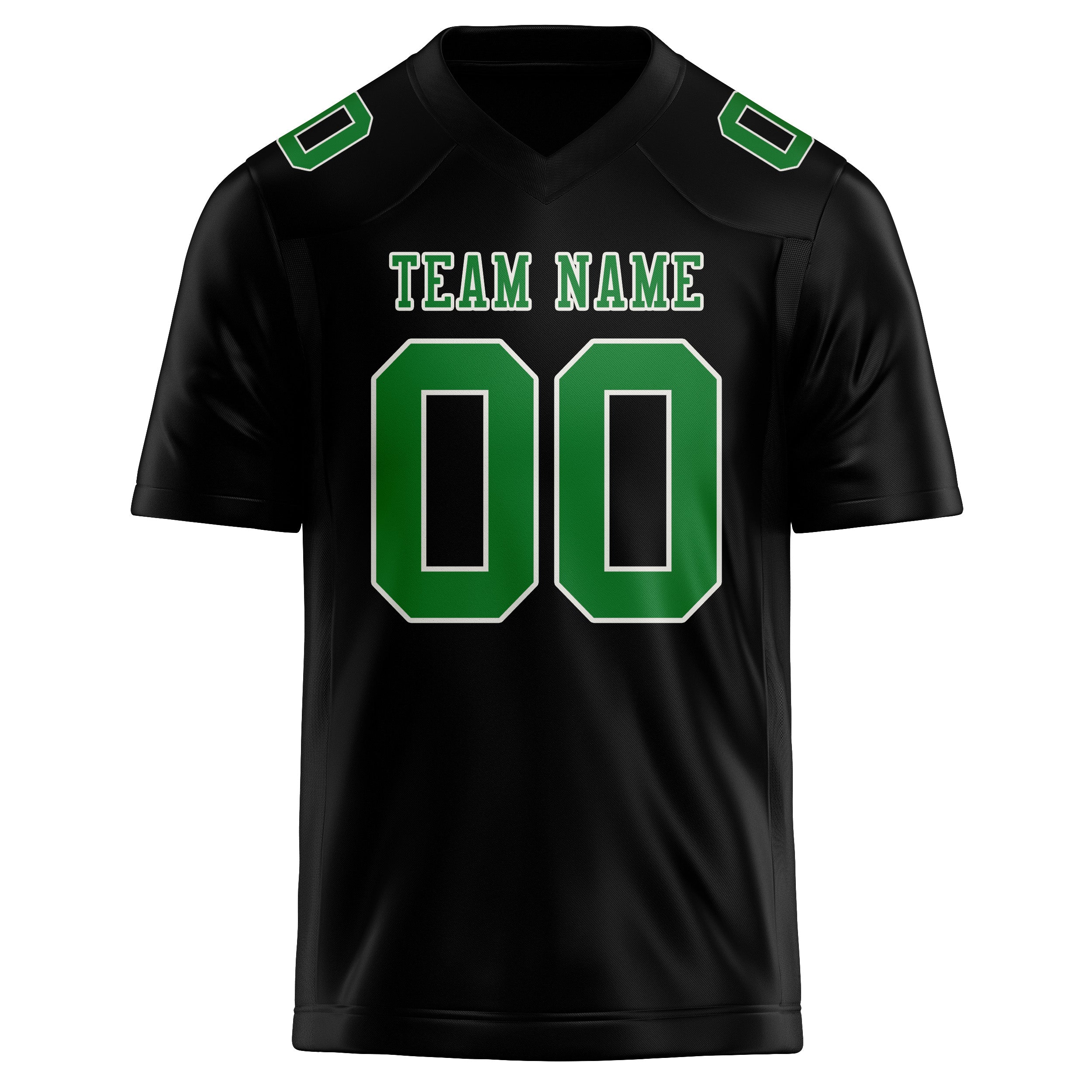 Custom Black Emerald Green Football Jersey