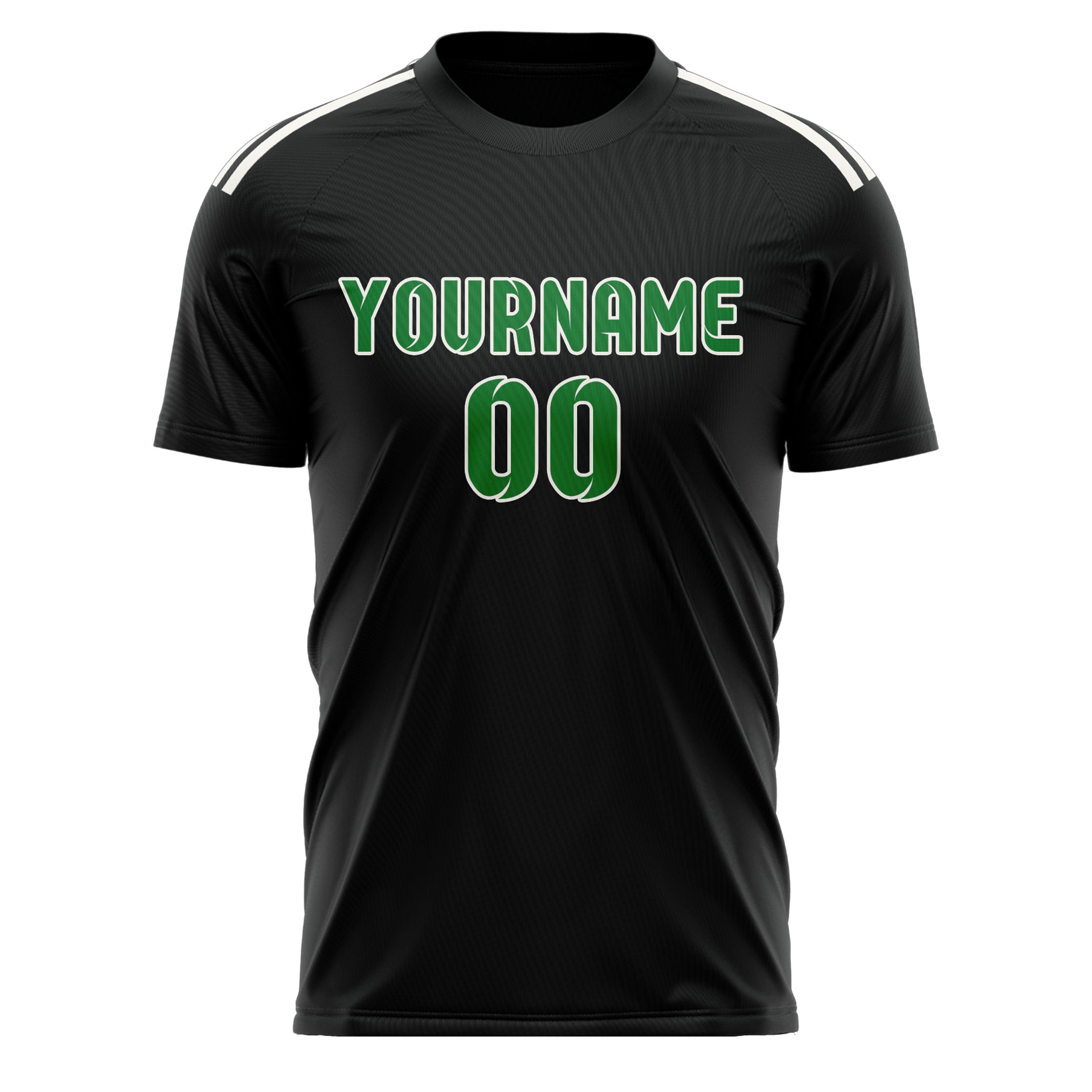 Custom Black Emerald Green Soccer Jersey