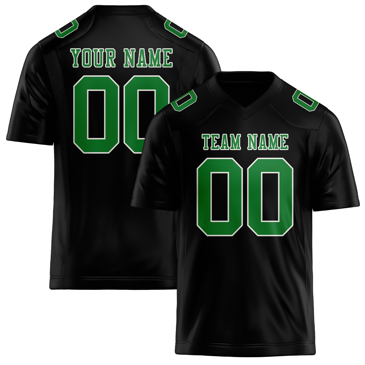 Custom Black Emerald Green Football Jersey