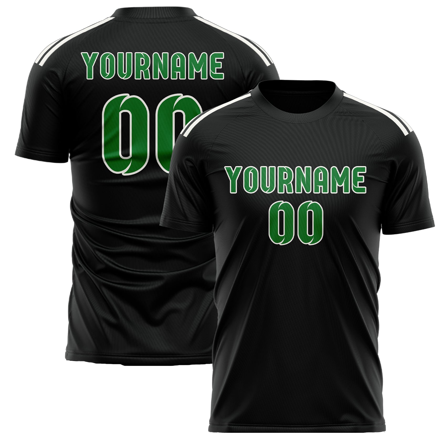 Custom Black Emerald Green Soccer Jersey