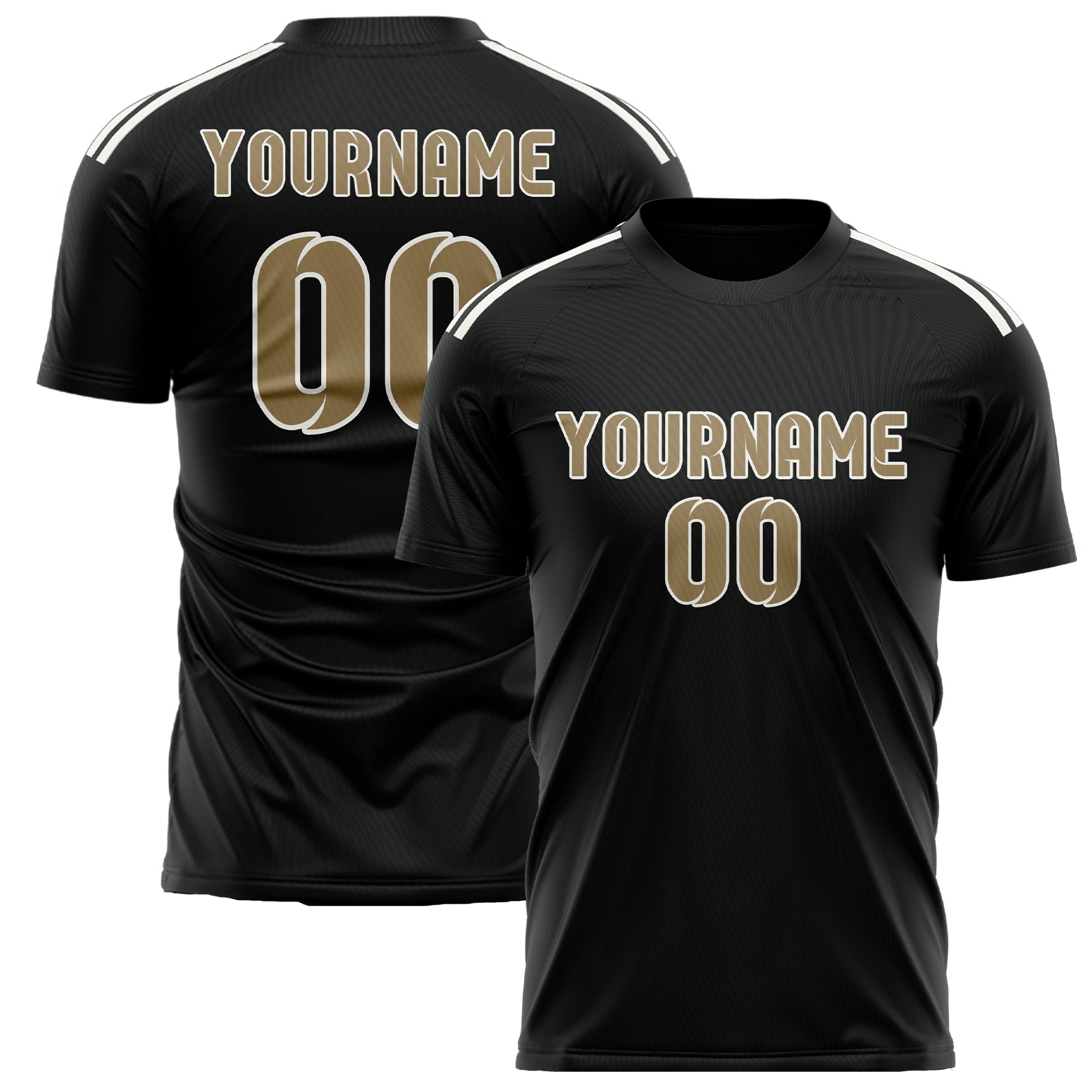 Custom Black Light Khaki Soccer Jersey