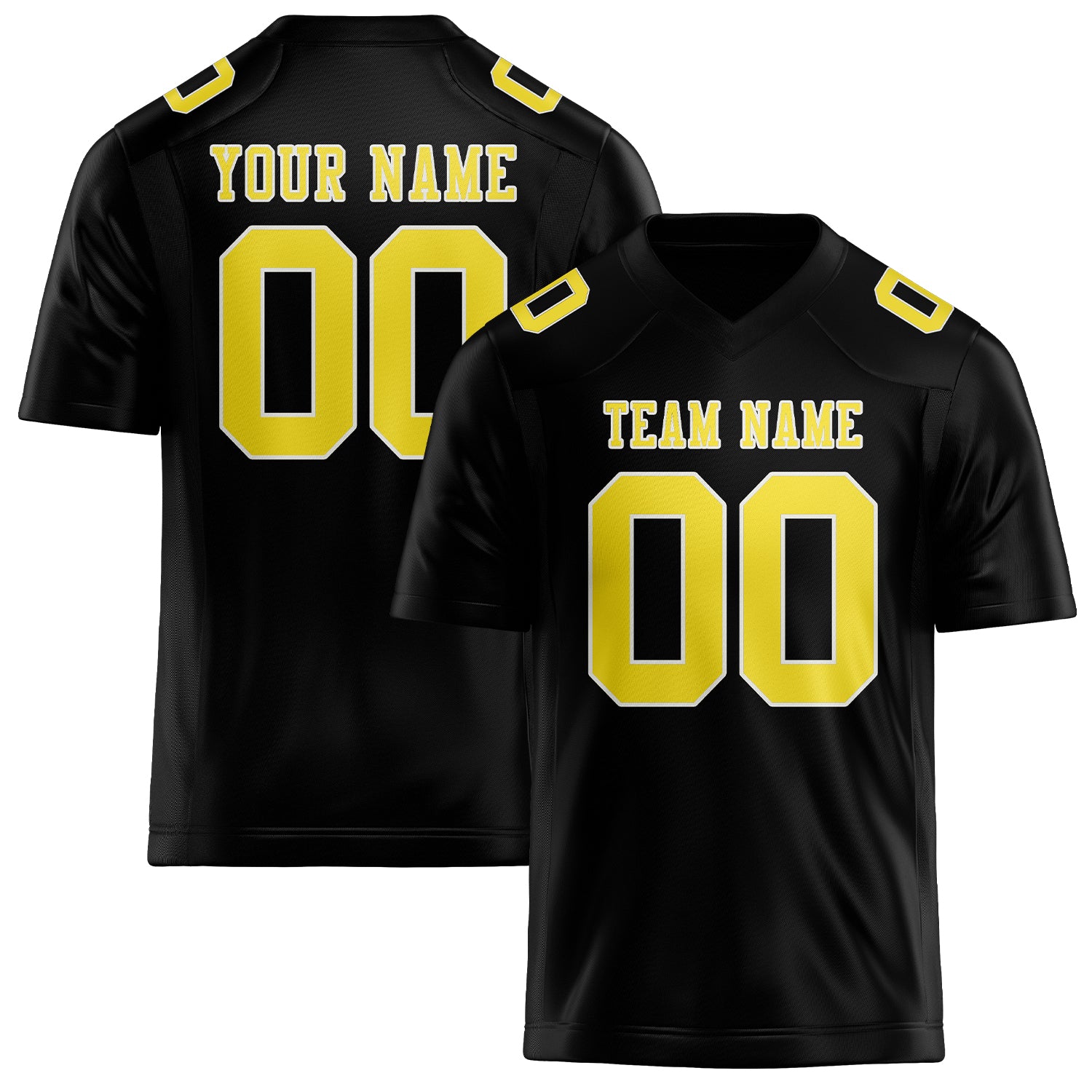Custom Black Light Yellow Football Jersey