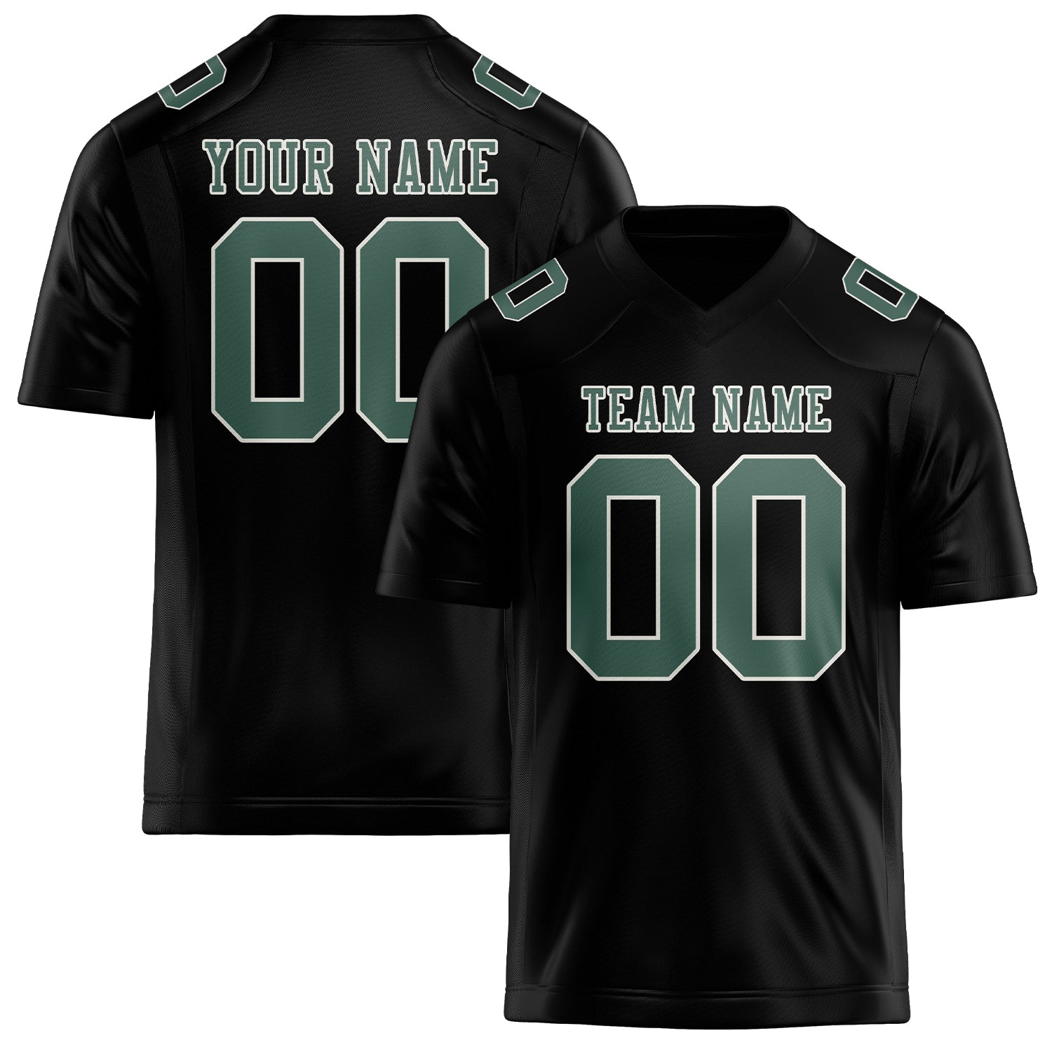 Custom Black Blue Green Football Jersey