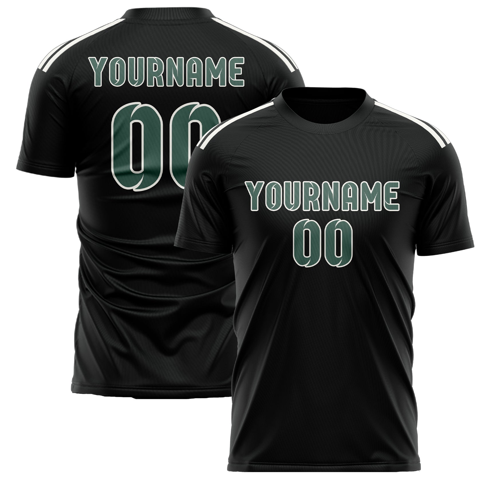 Custom Black Blue Green Soccer Jersey
