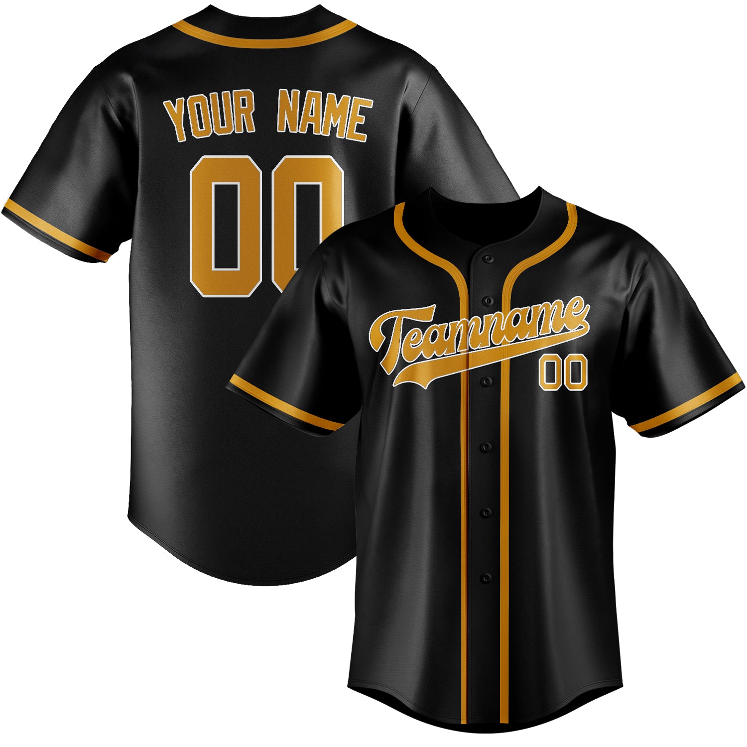 Custom Black Yellow Baseball Jersey