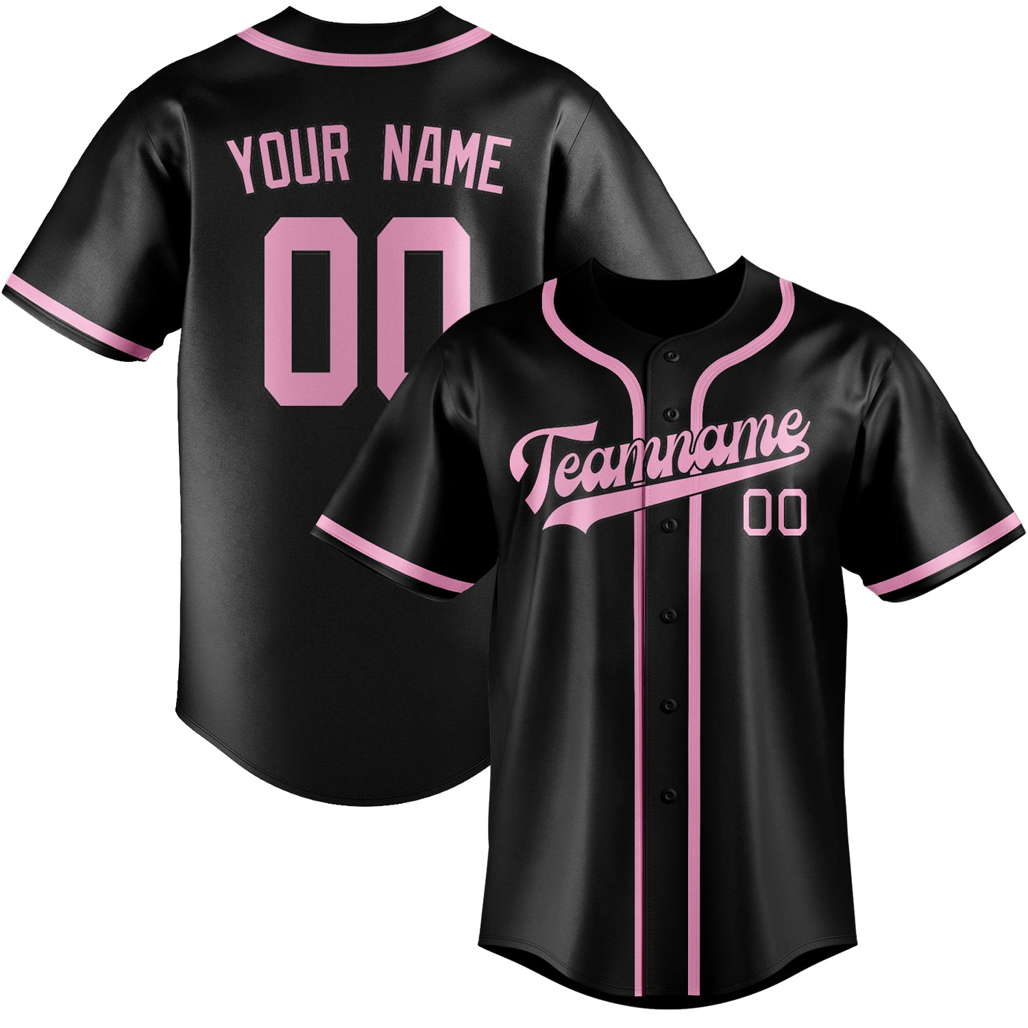 Custom Black Light Pink Baseball Jersey