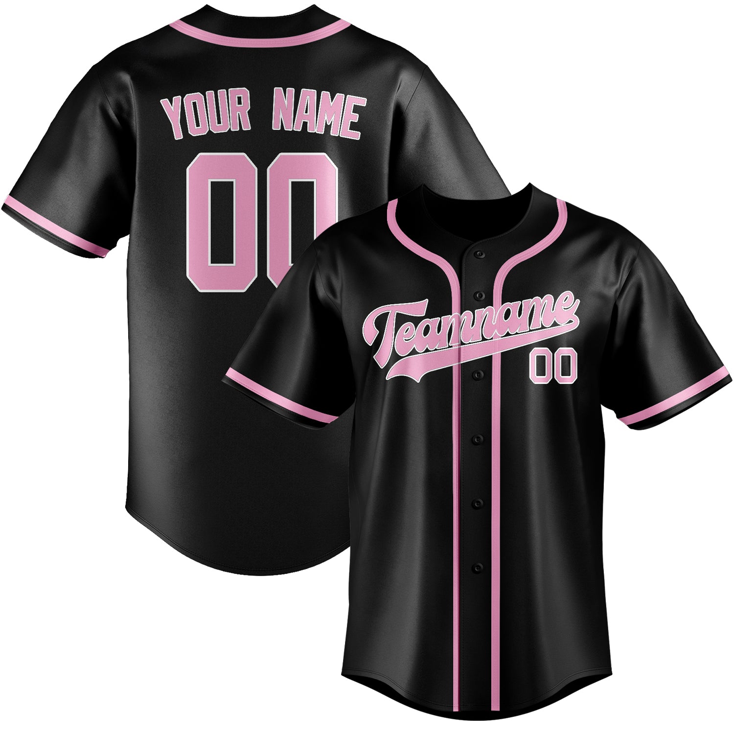 Custom Black Light Pink Baseball Jersey