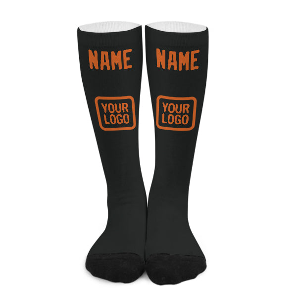 Custom Black Orange Knee-High Sock