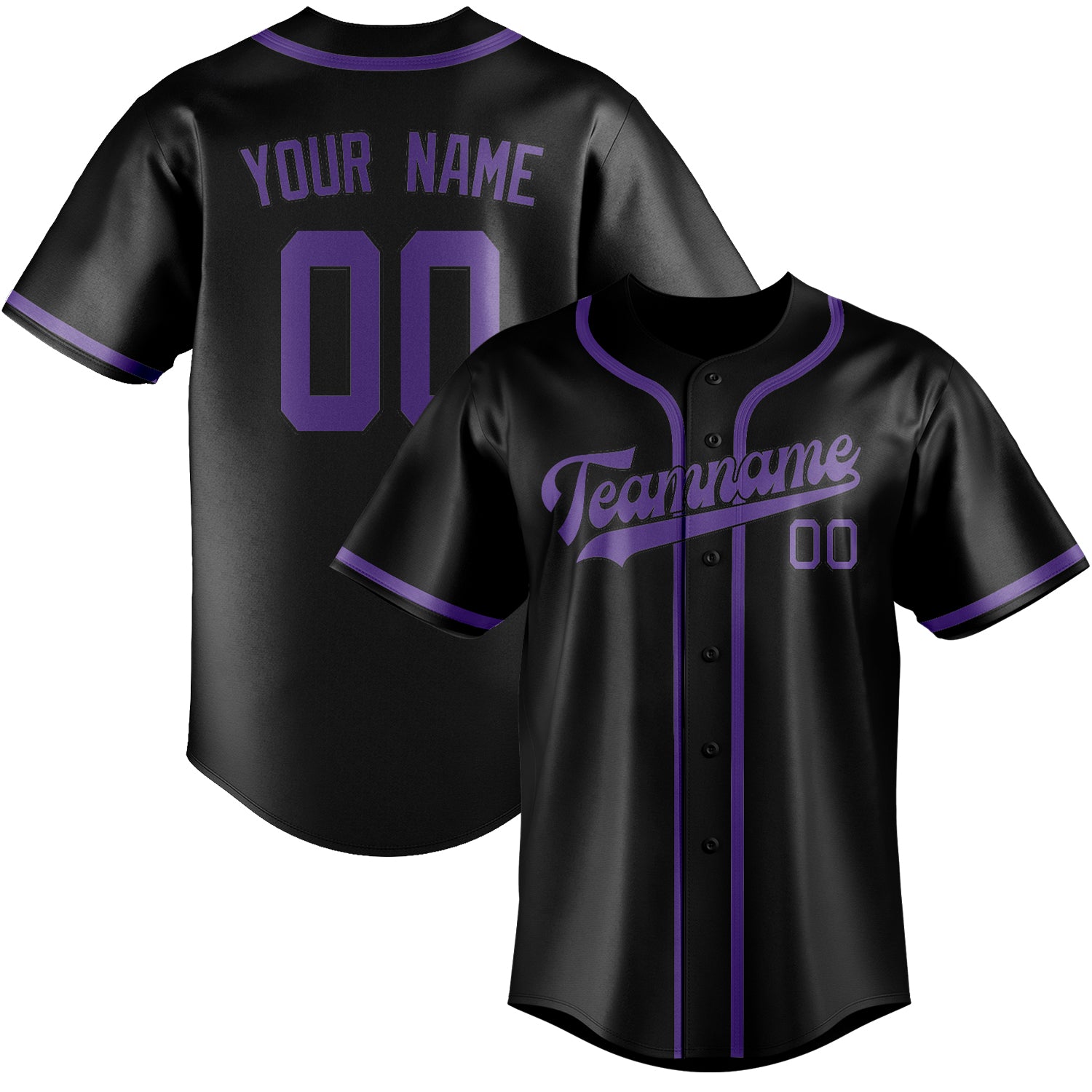 Custom Black Light Purple Baseball Jersey