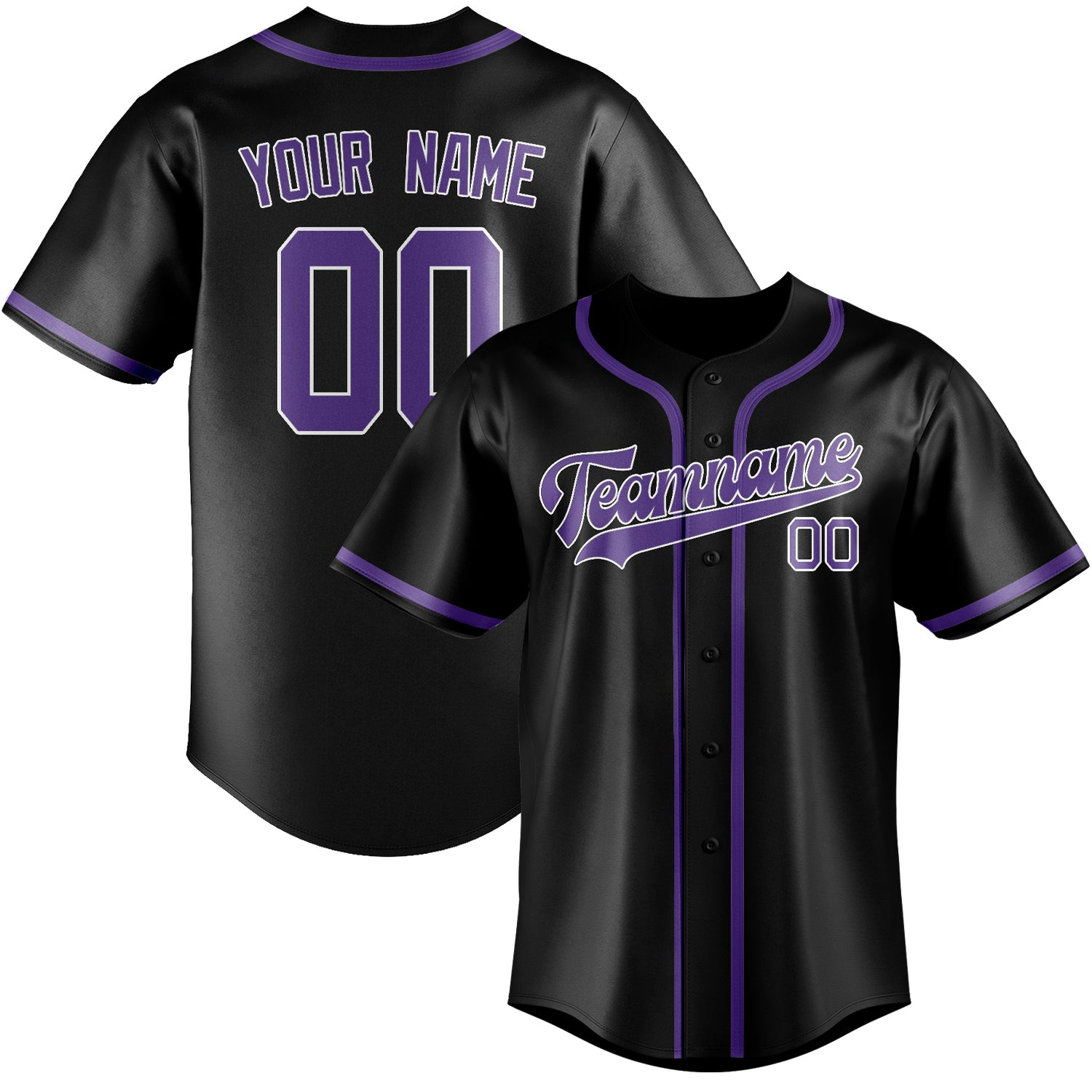 Custom Black Light Purple Baseball Jersey