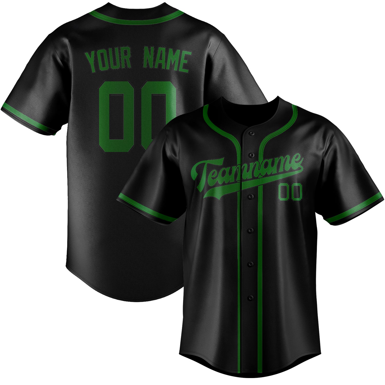 Custom Black Emerald Green Baseball Jersey