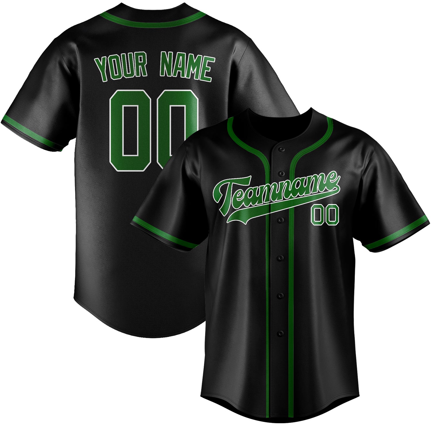 Custom Black Emerald Green Baseball Jersey