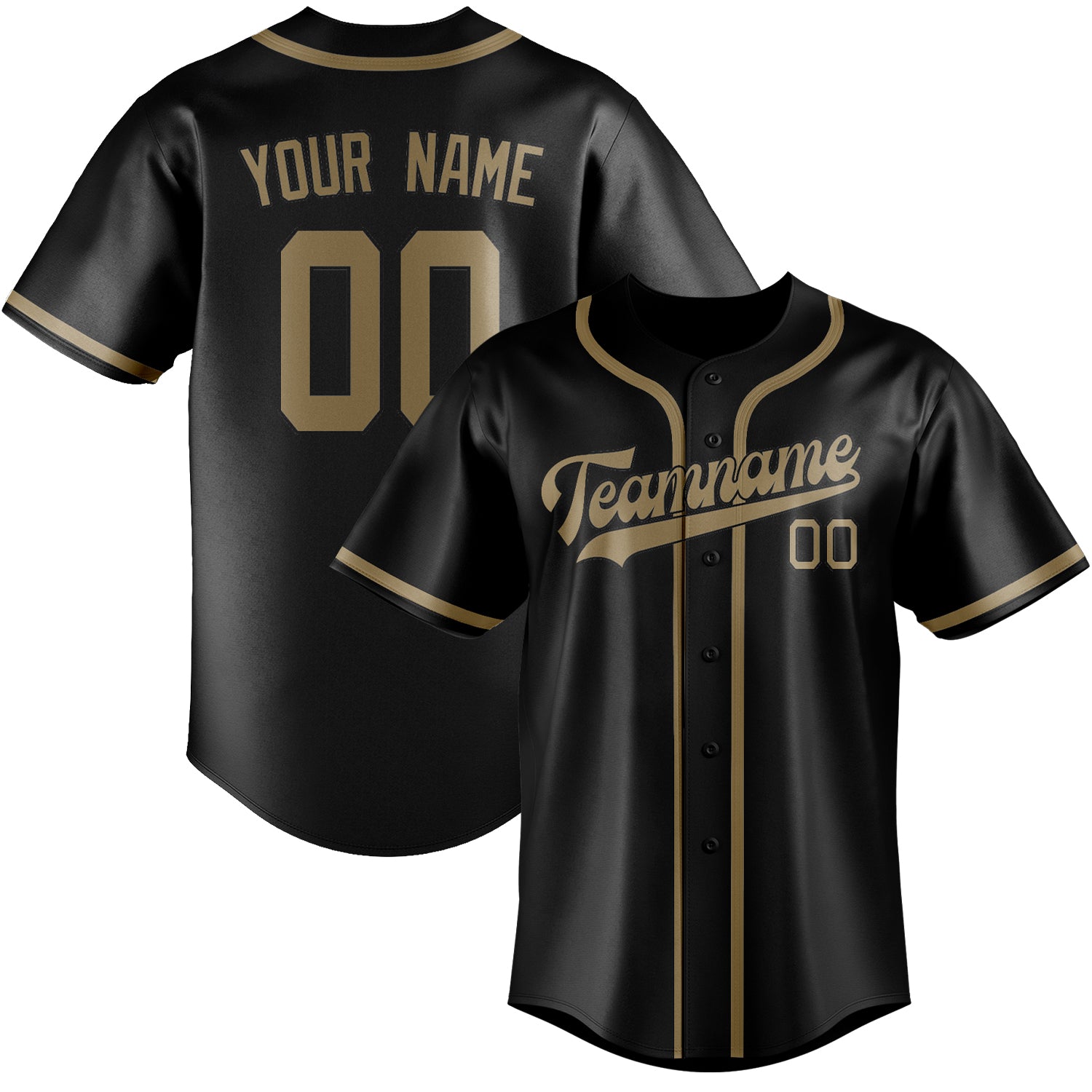 Custom Black Light Khaki Baseball Jersey
