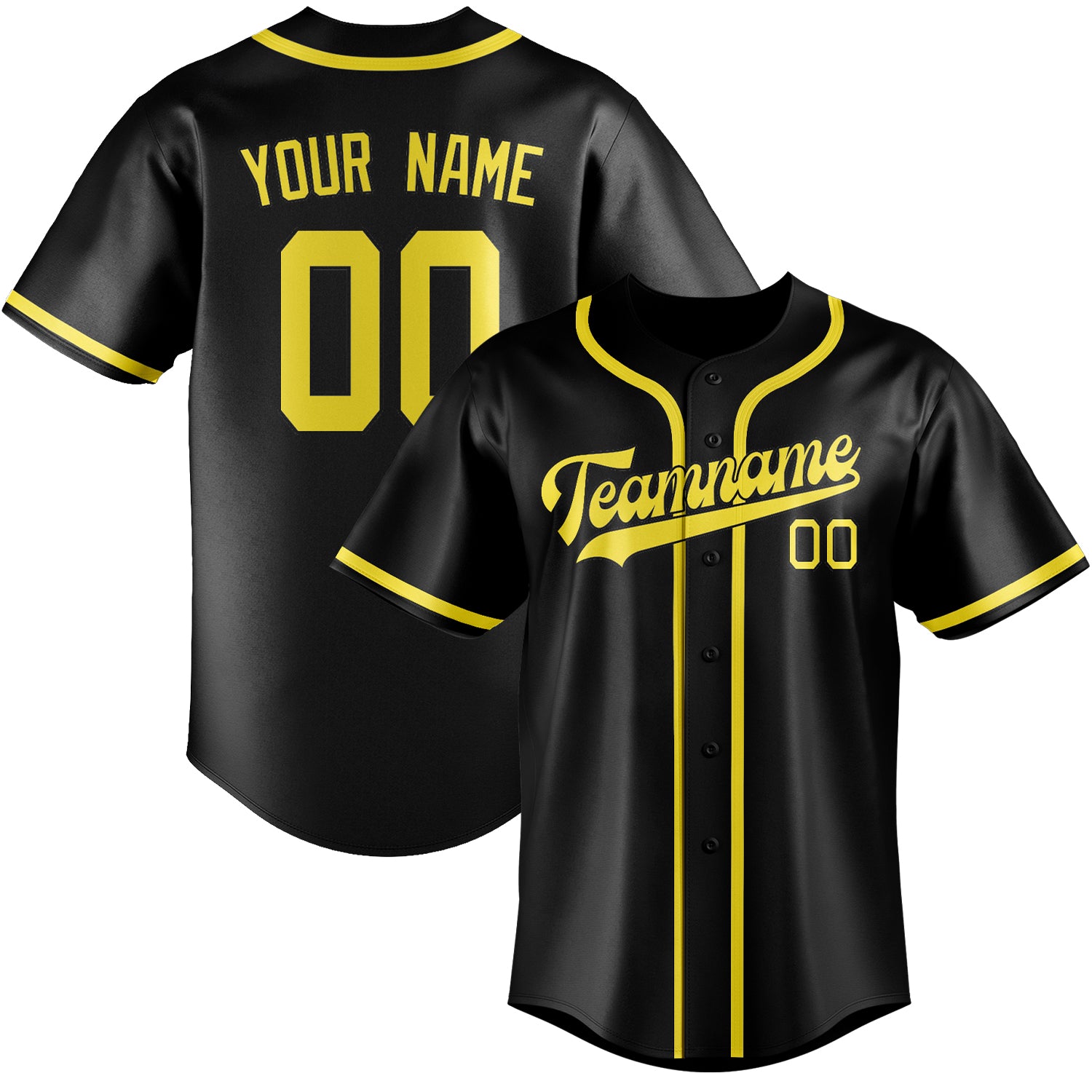 Custom Black Light Yellow Baseball Jersey
