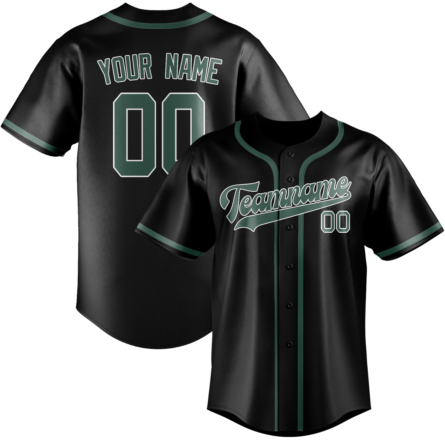 Custom Black Blue Green Baseball Jersey