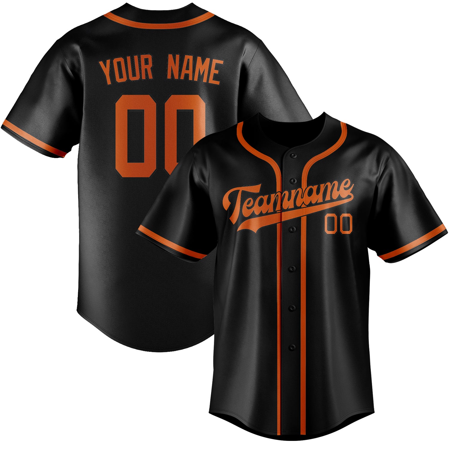 Custom Black Orange Baseball Jersey