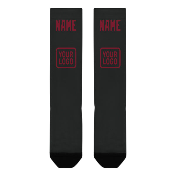 Custom Black Crimson Red Knee-High Sock
