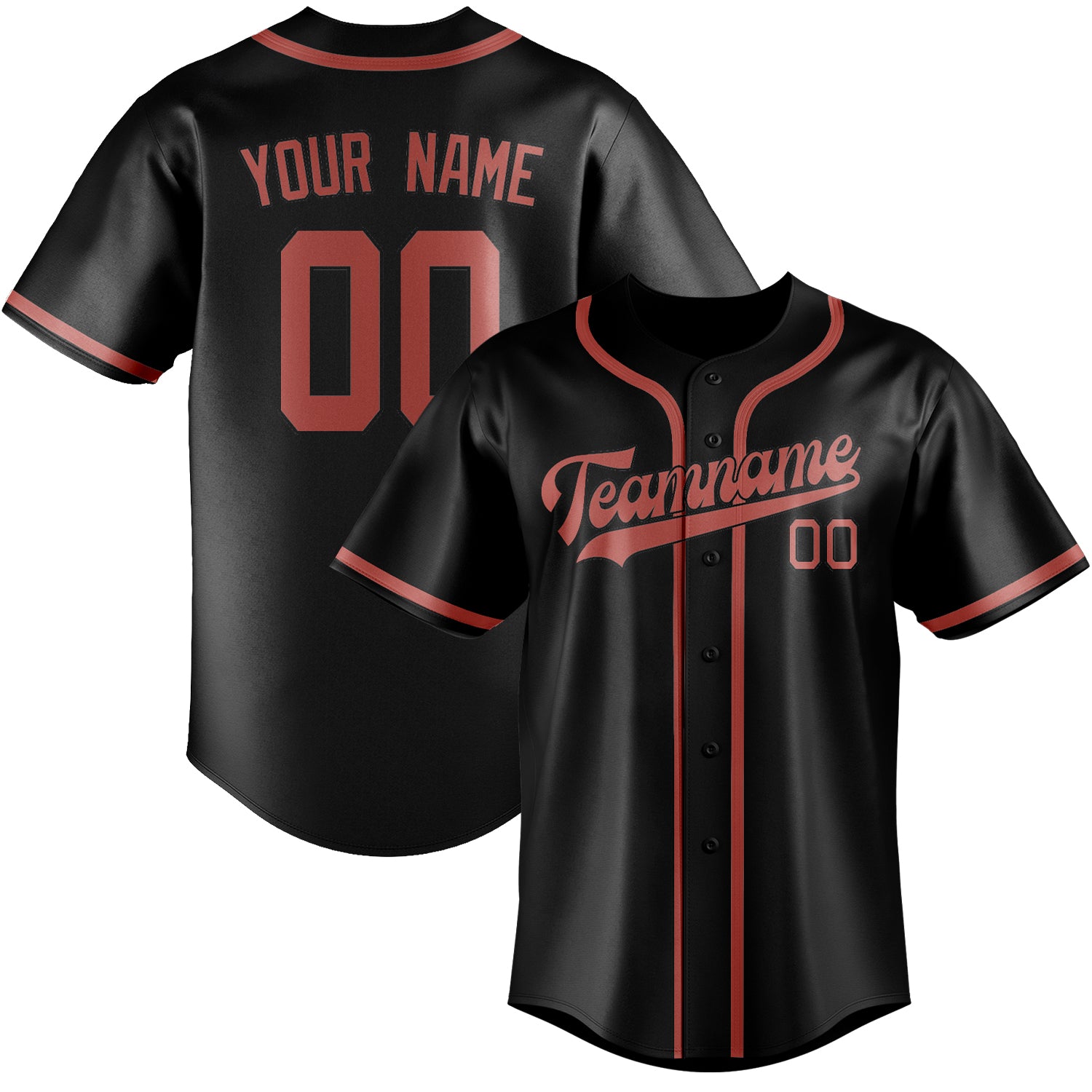 Custom Black Copper Rose Baseball Jersey