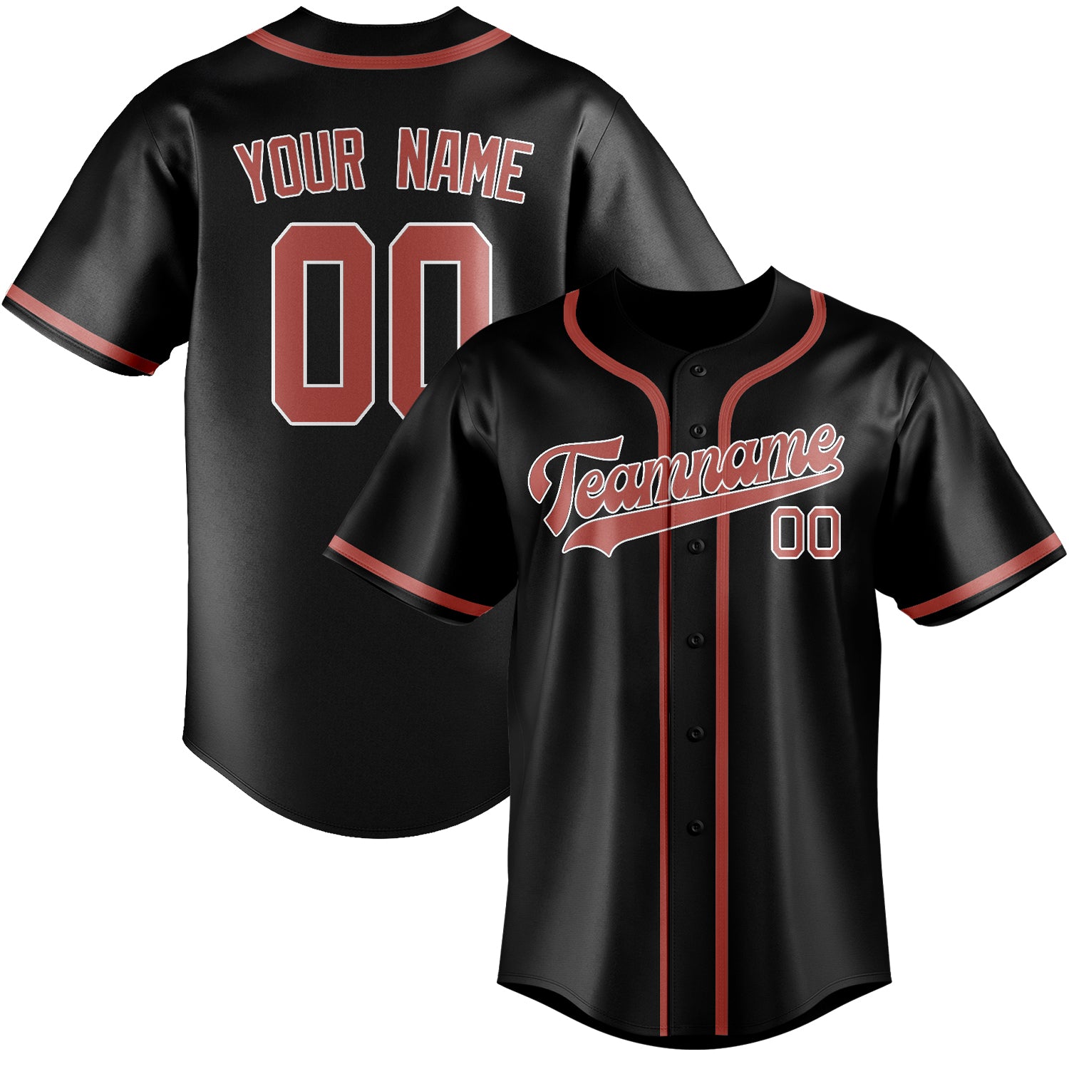 Custom Black Copper Rose Baseball Jersey