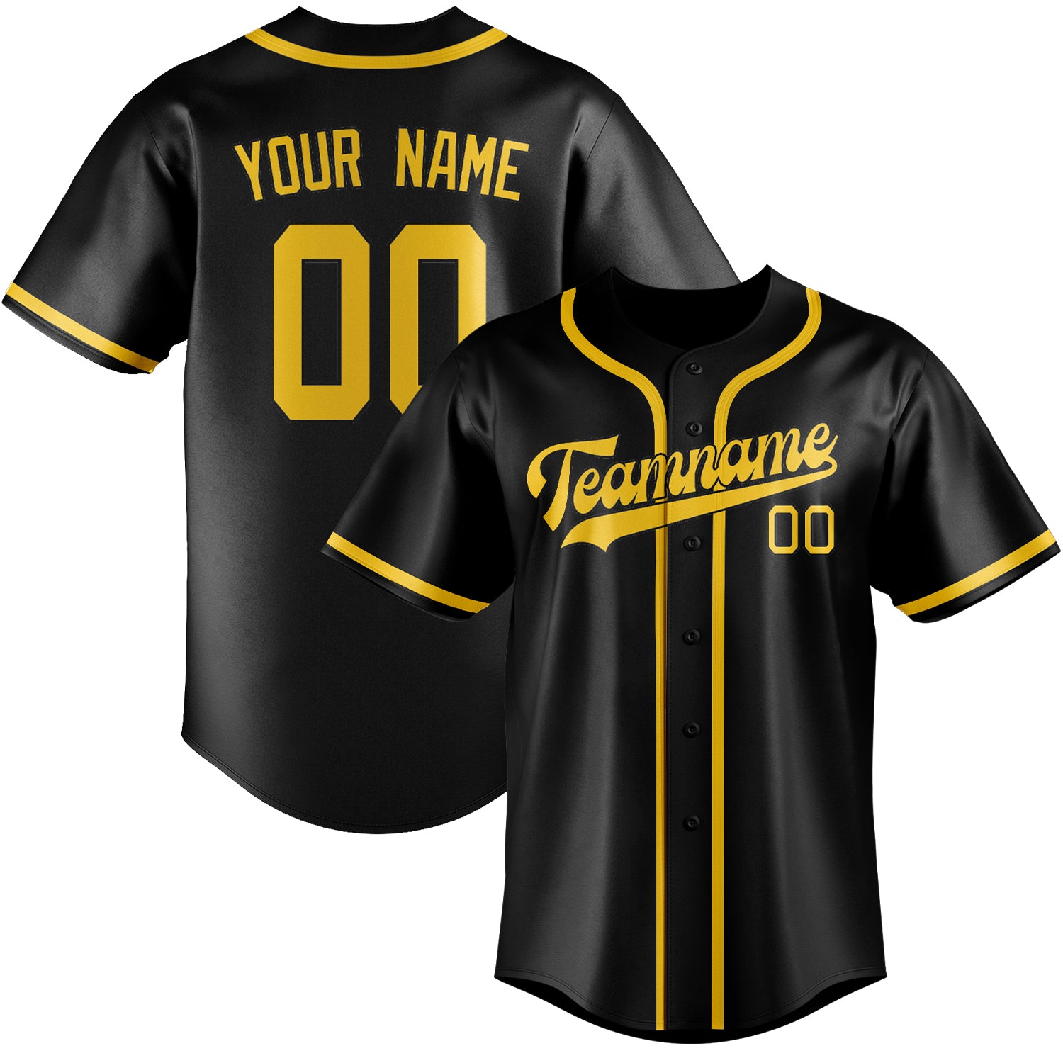 Custom Black Gold Baseball Jersey