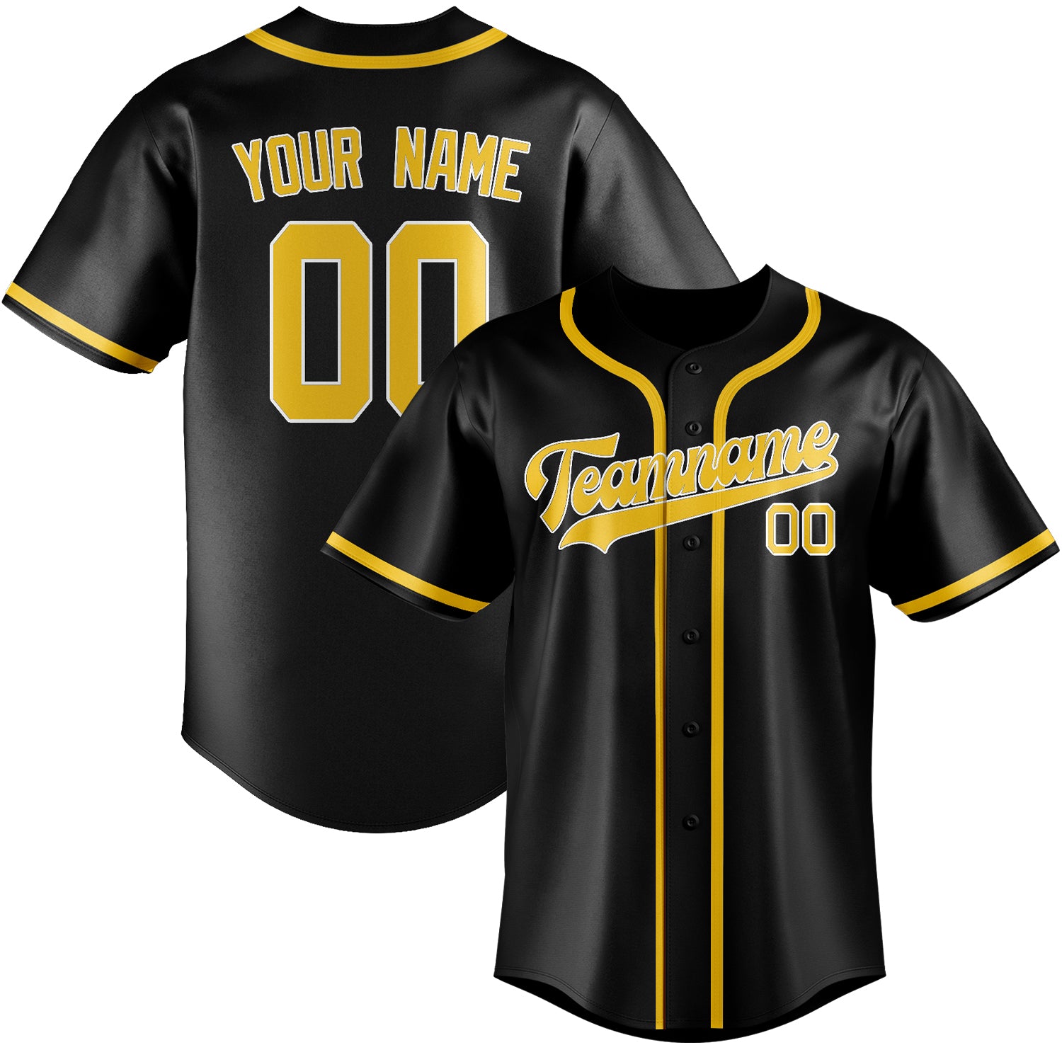 Custom Black Gold Baseball Jersey