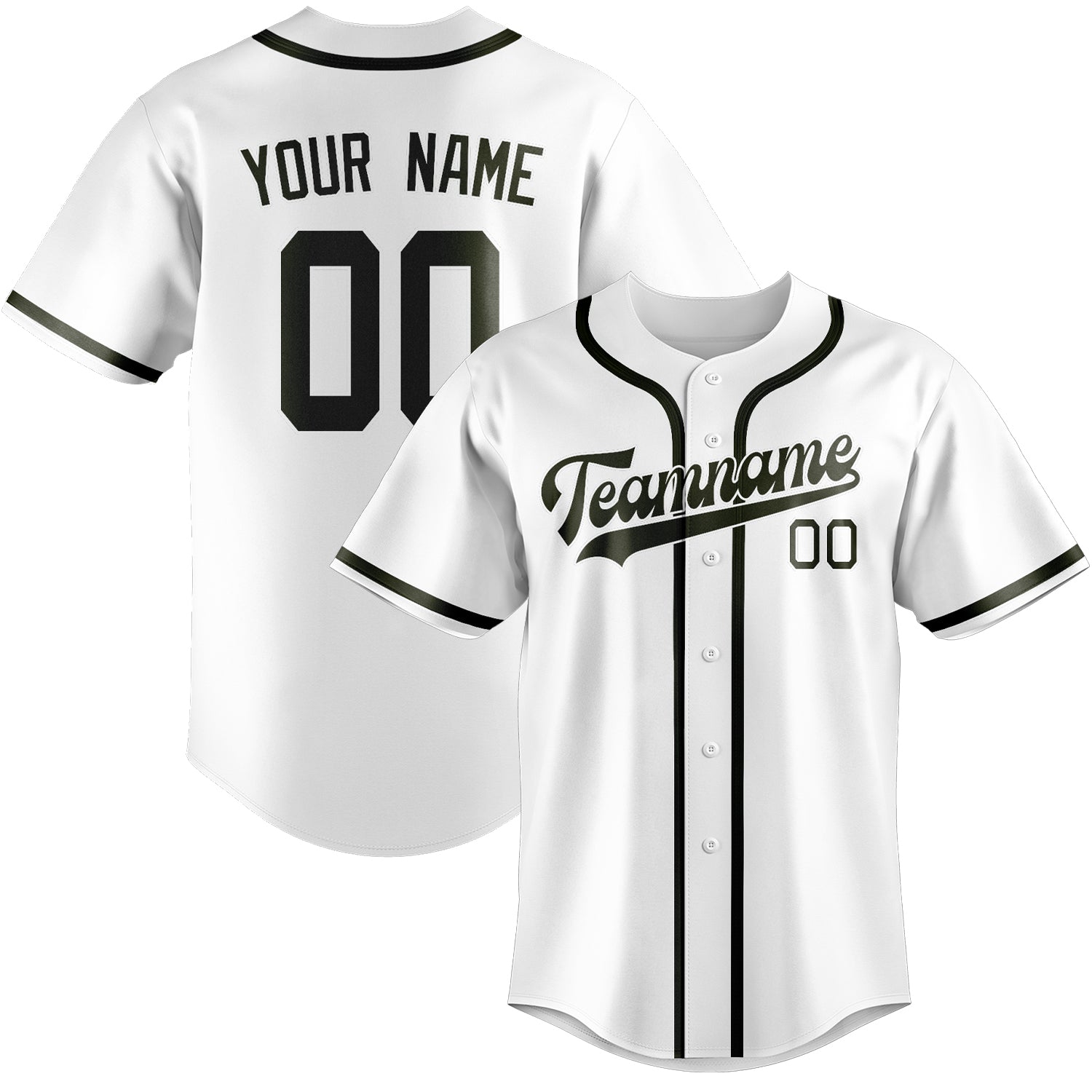 Custom White Olive Baseball Jersey
