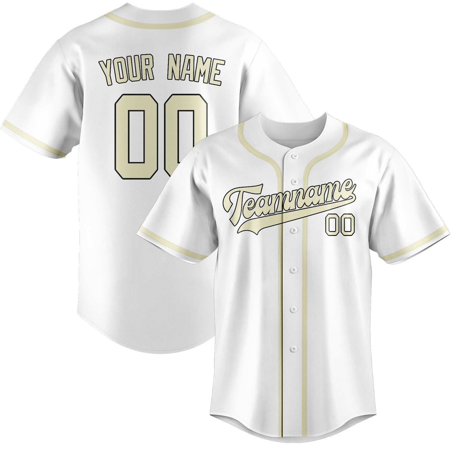 Custom White Cream Baseball Jersey