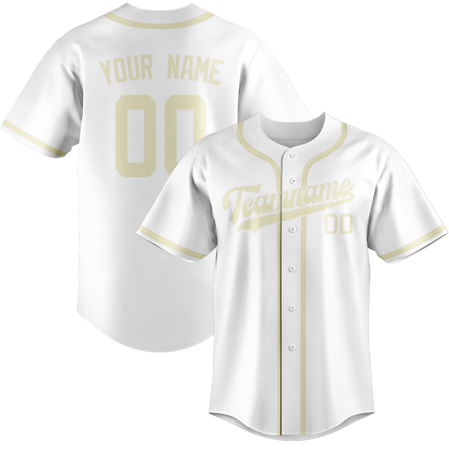 Custom White Cream Baseball Jersey