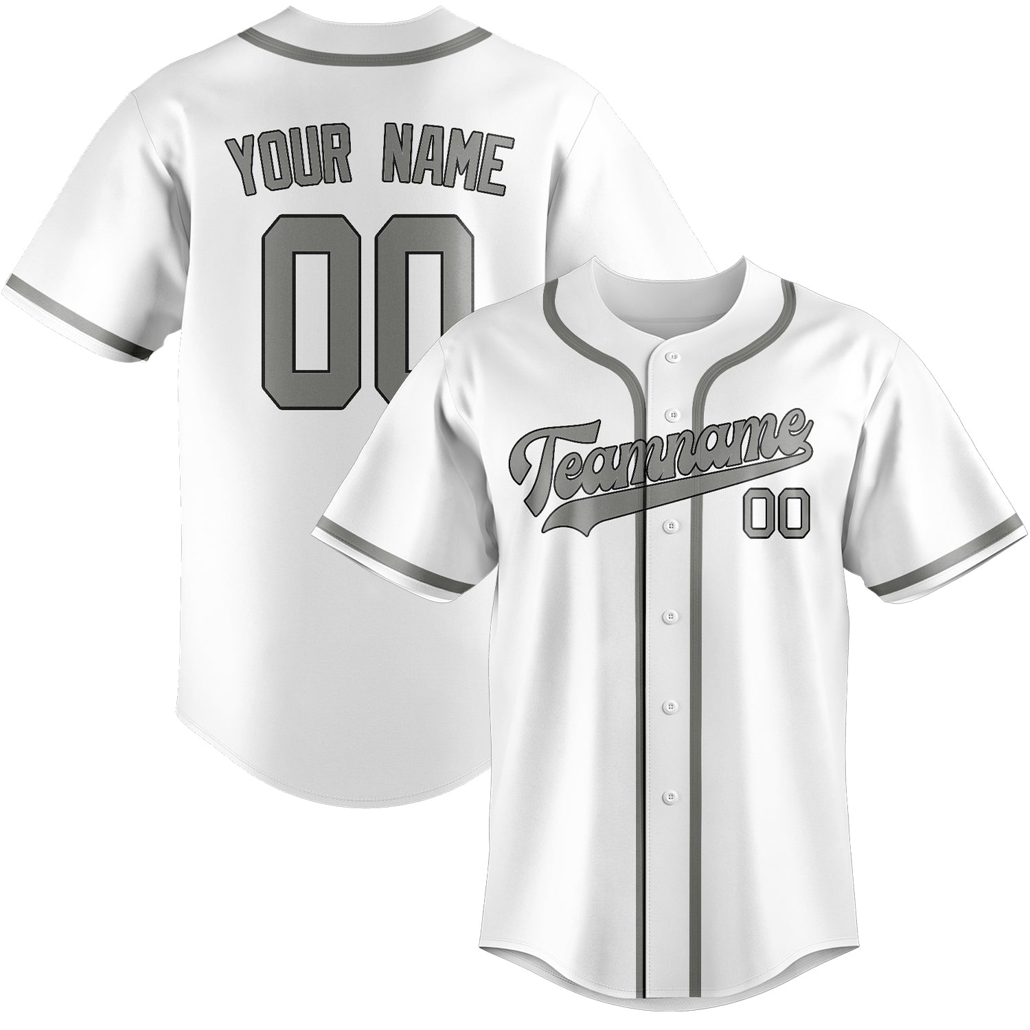 Custom White Gray Baseball Jersey