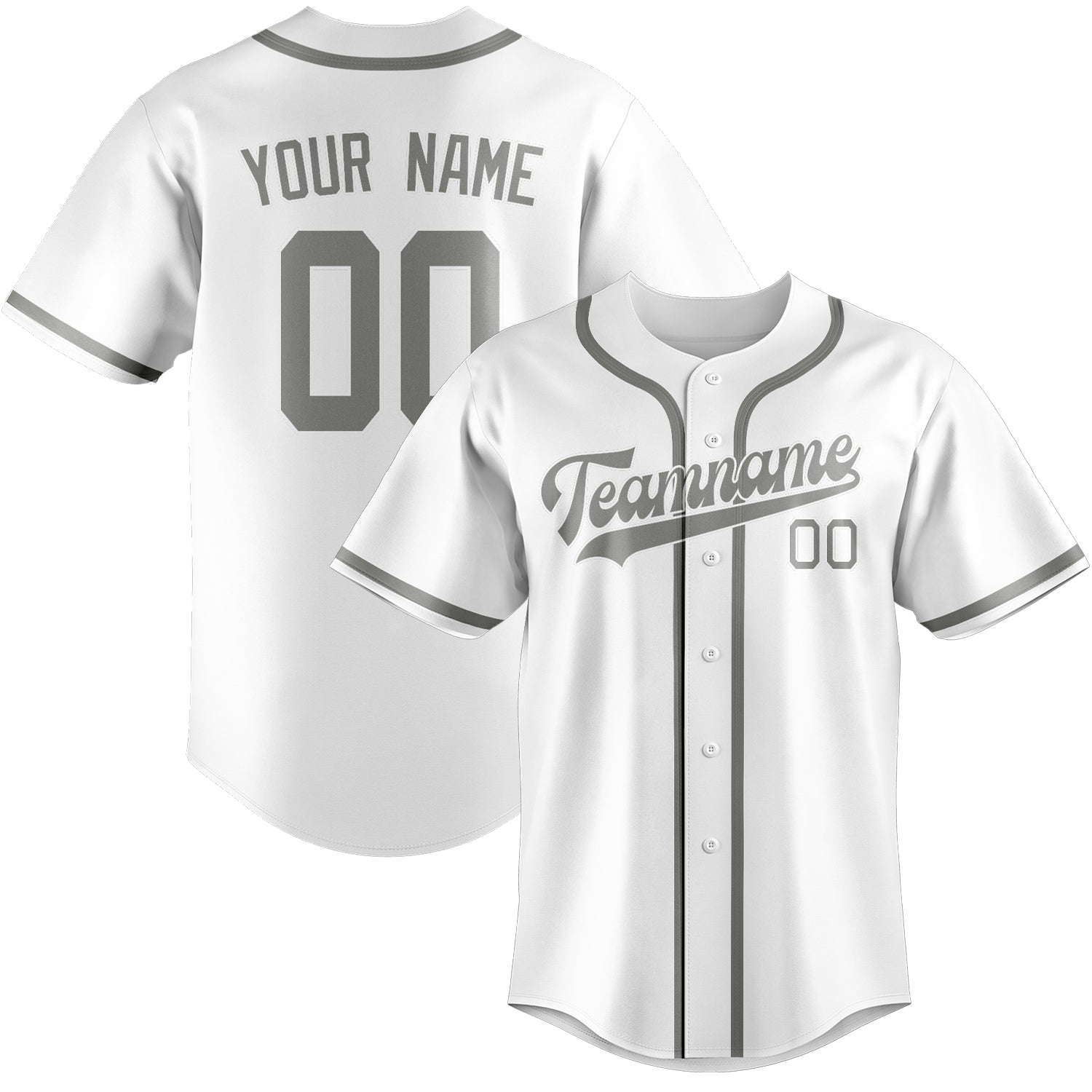 Custom White Gray Baseball Jersey