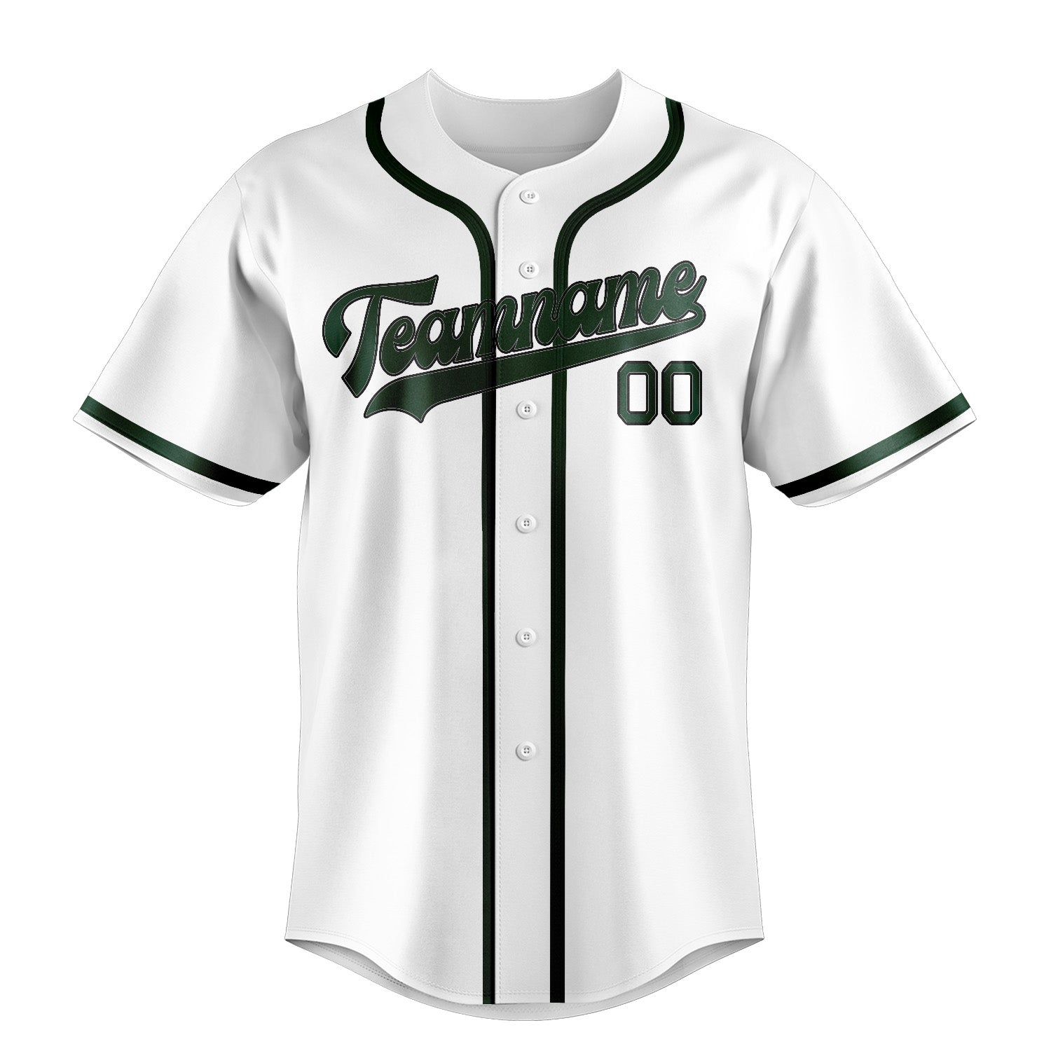 Custom White Green Baseball Jersey