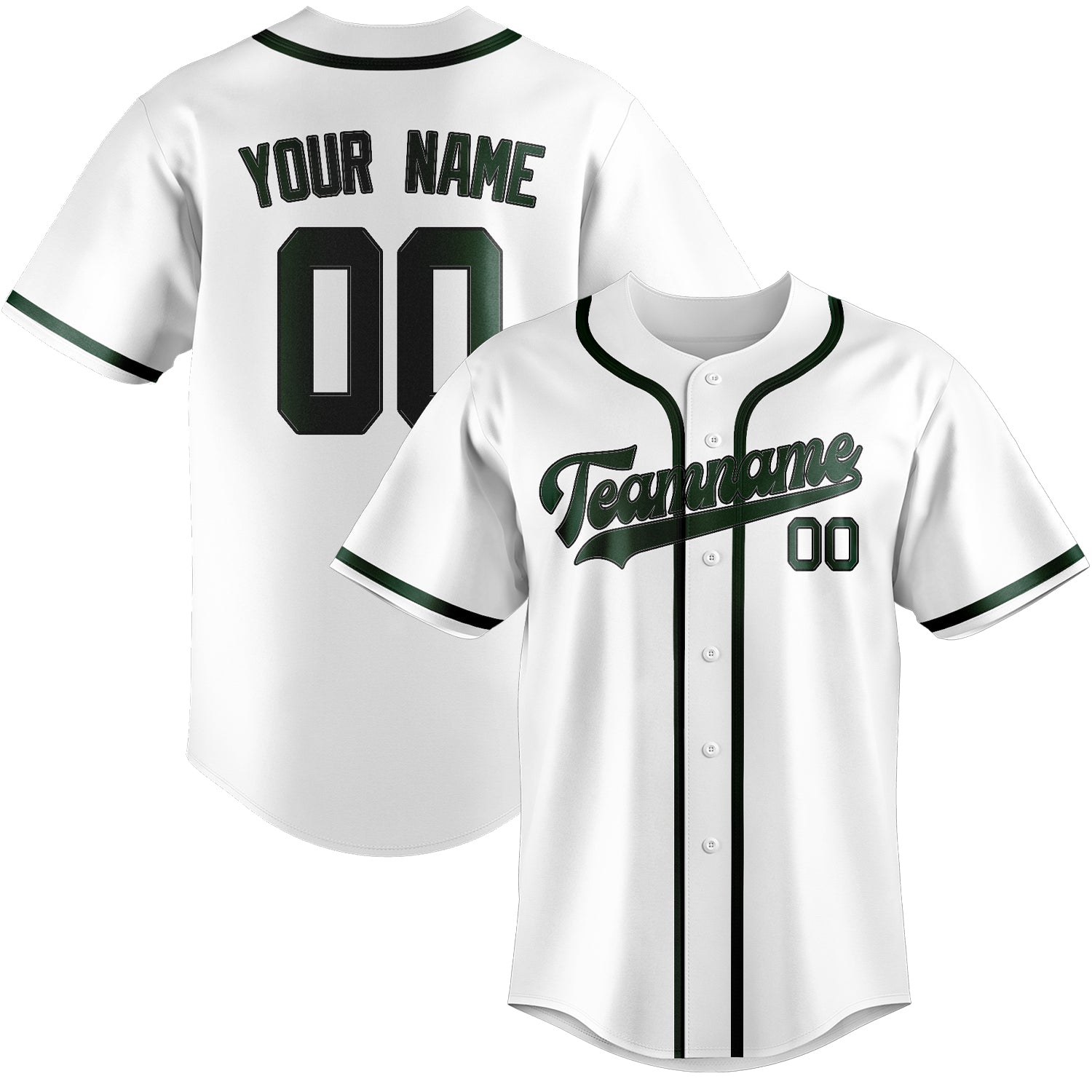 Custom White Green Baseball Jersey