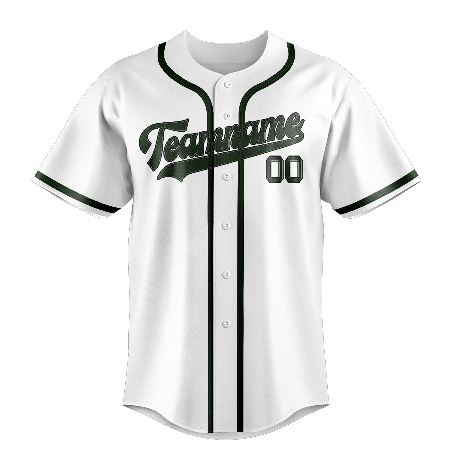 Custom White Dark Green Baseball Jersey