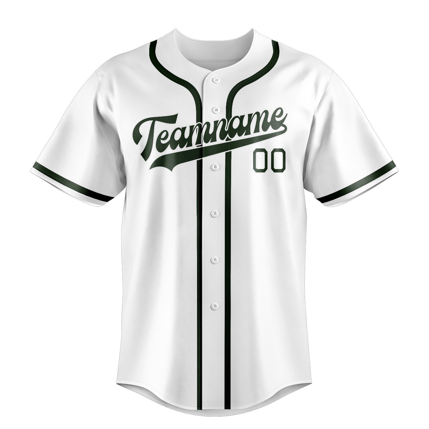Custom White Dark Green Baseball Jersey