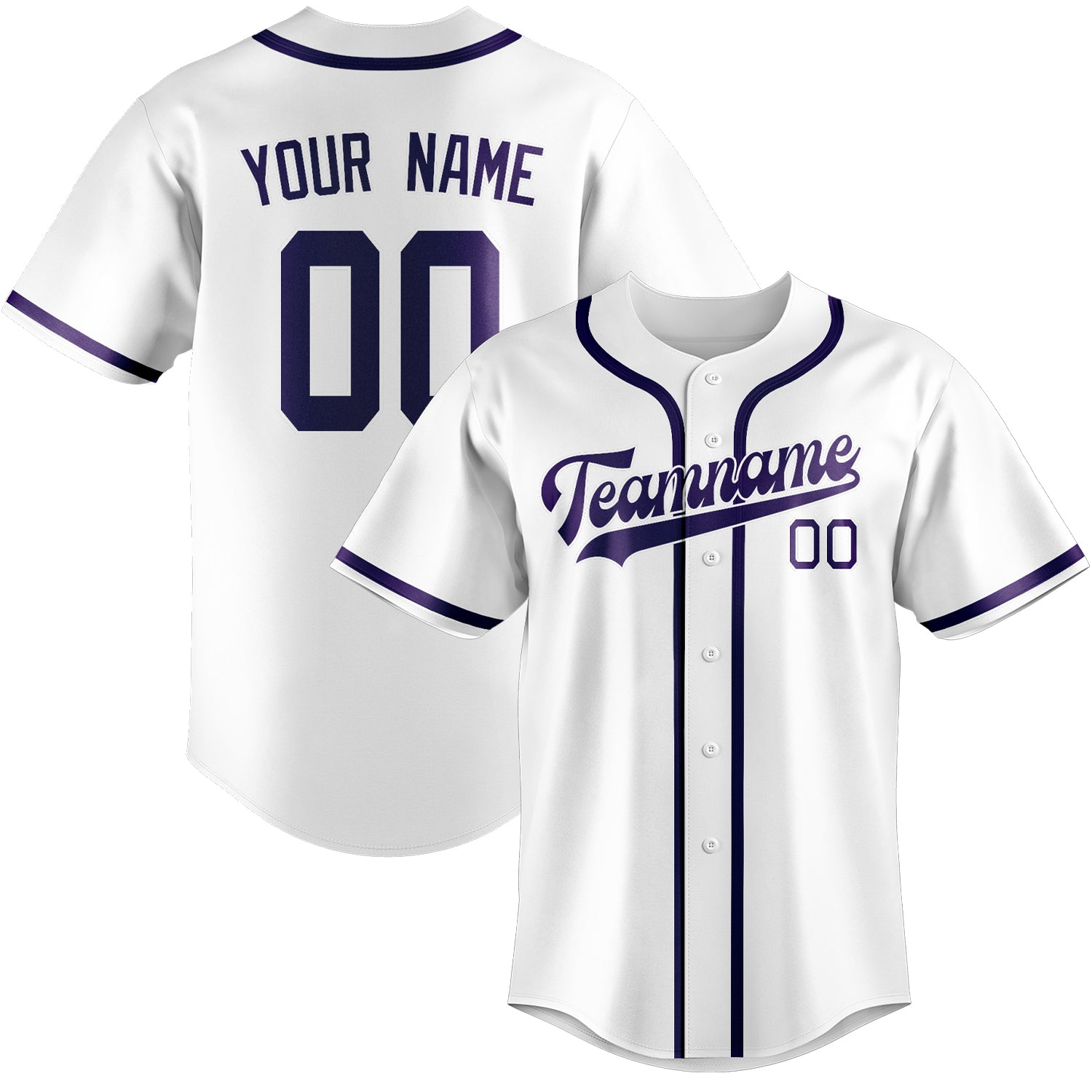 Custom White Purple Baseball Jersey
