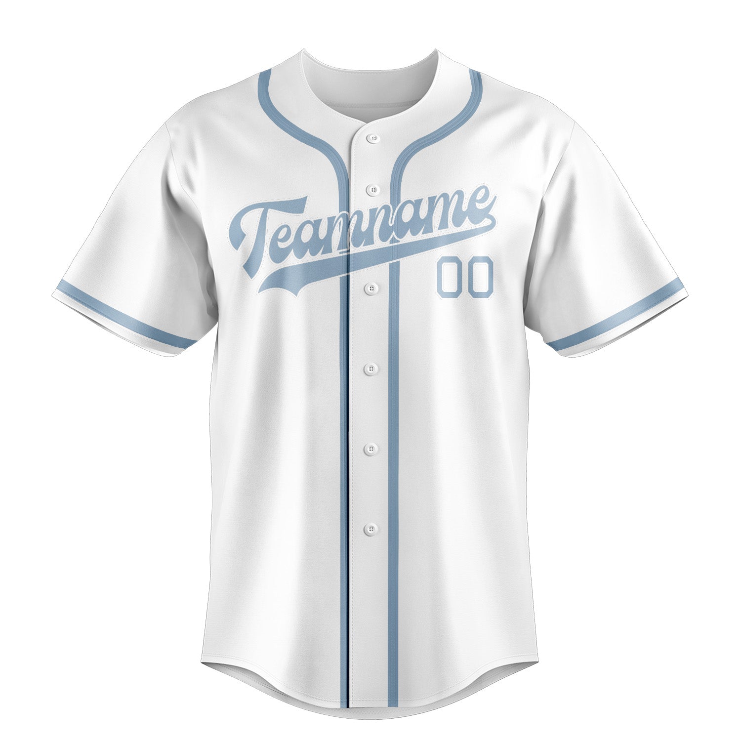 Custom White Light Blue Baseball Jersey