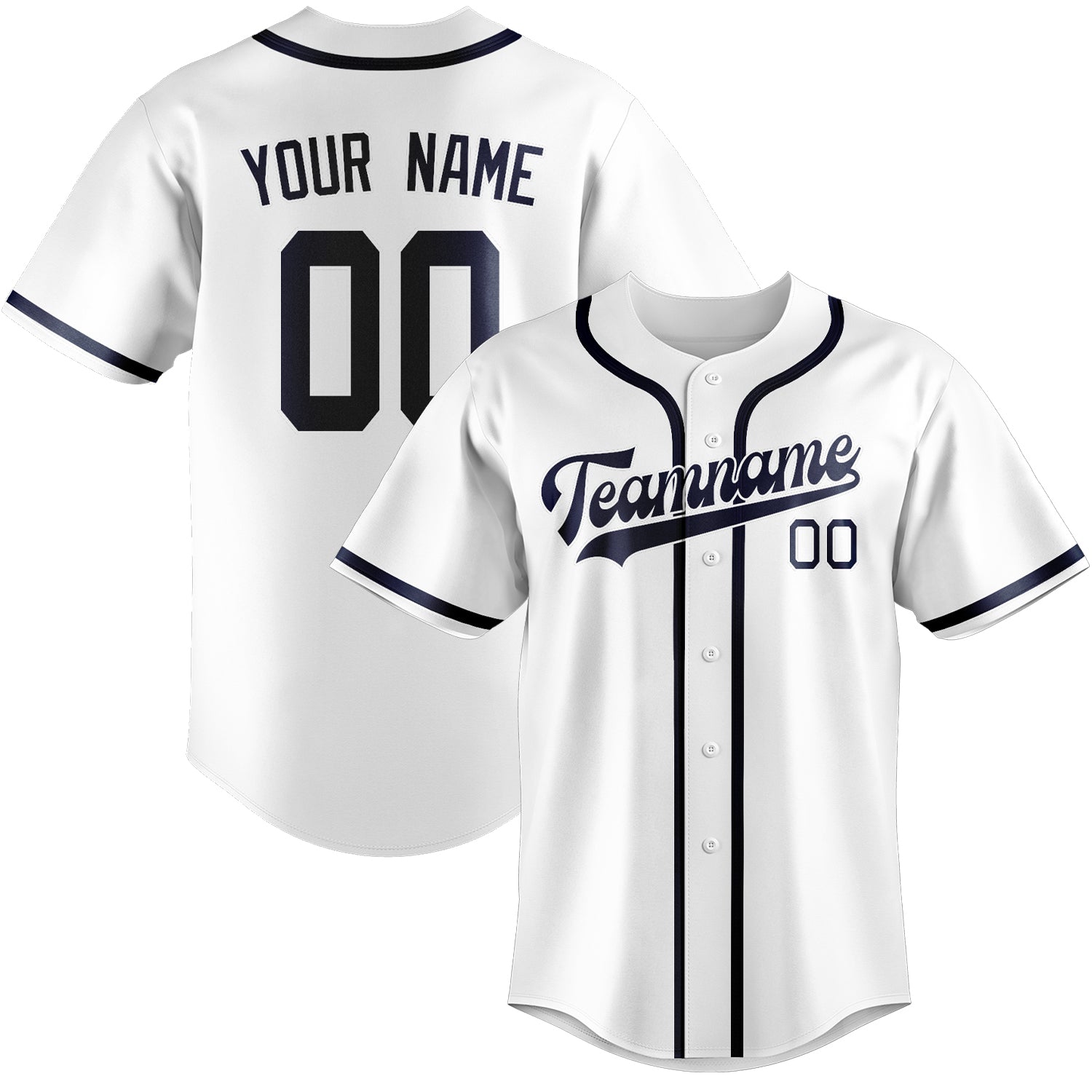 Custom White Blue Baseball Jersey