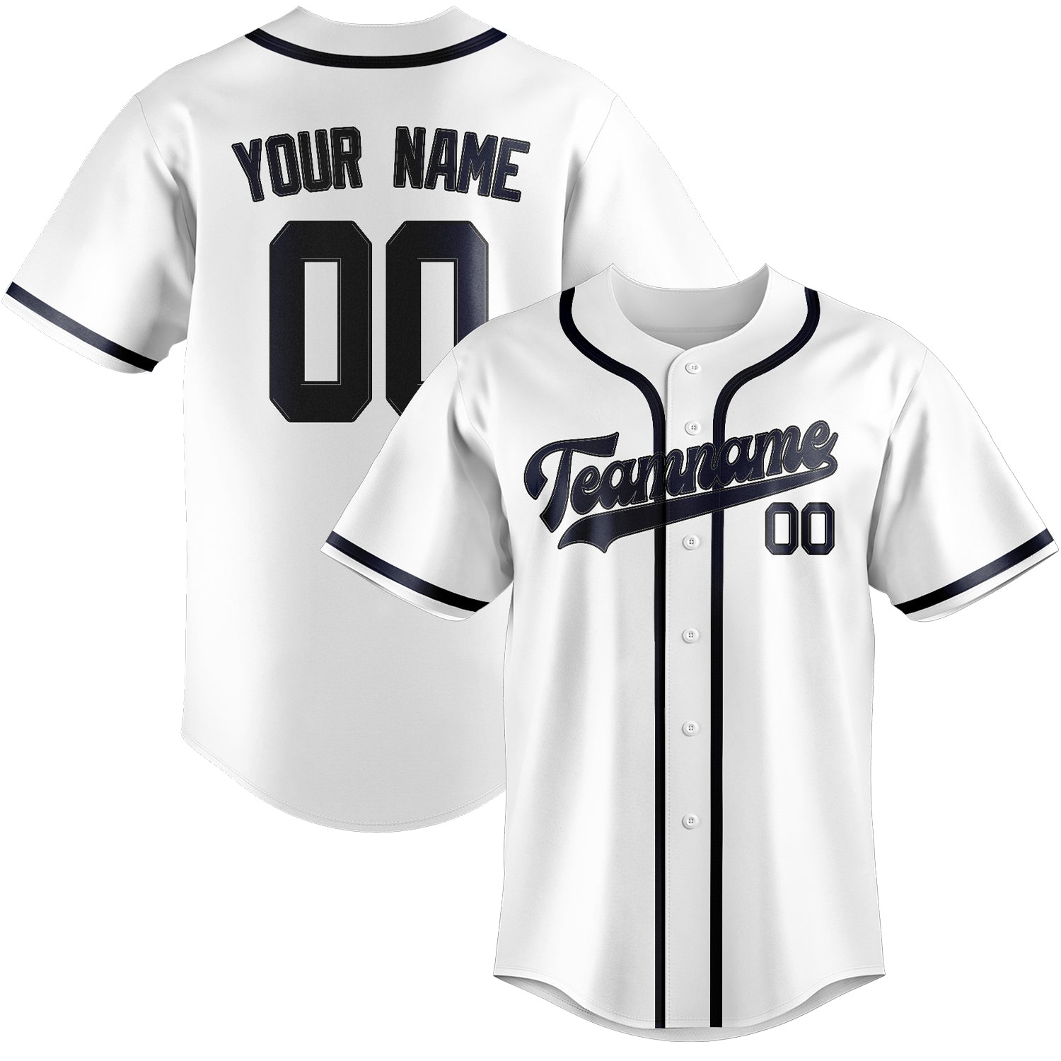 Custom White Navy Baseball Jersey