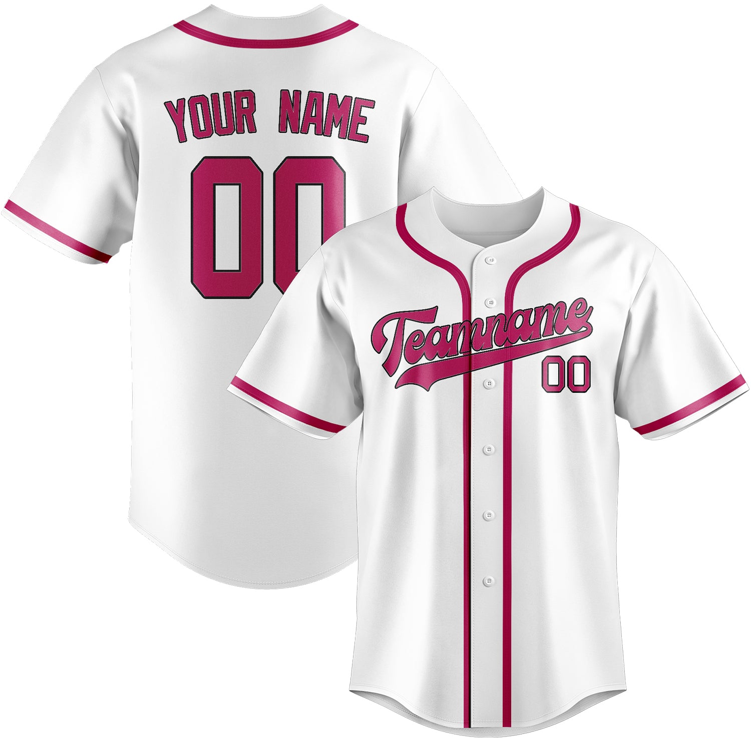 Custom White Pink Baseball Jersey