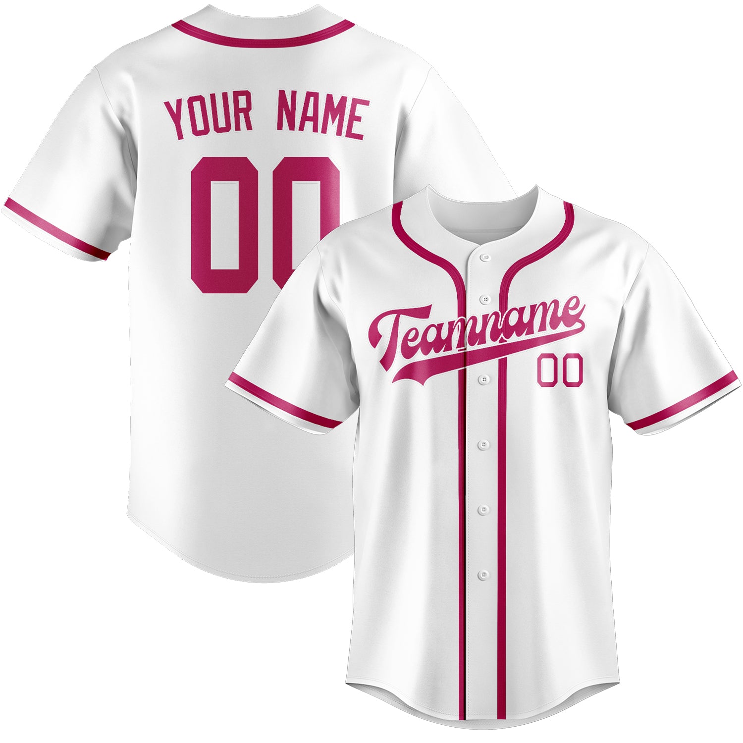 Custom White Pink Baseball Jersey