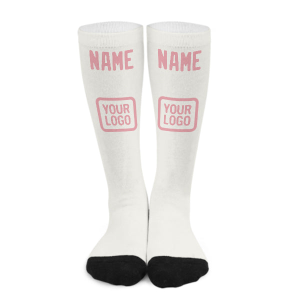 Custom White Light Pink Knee-High Sock