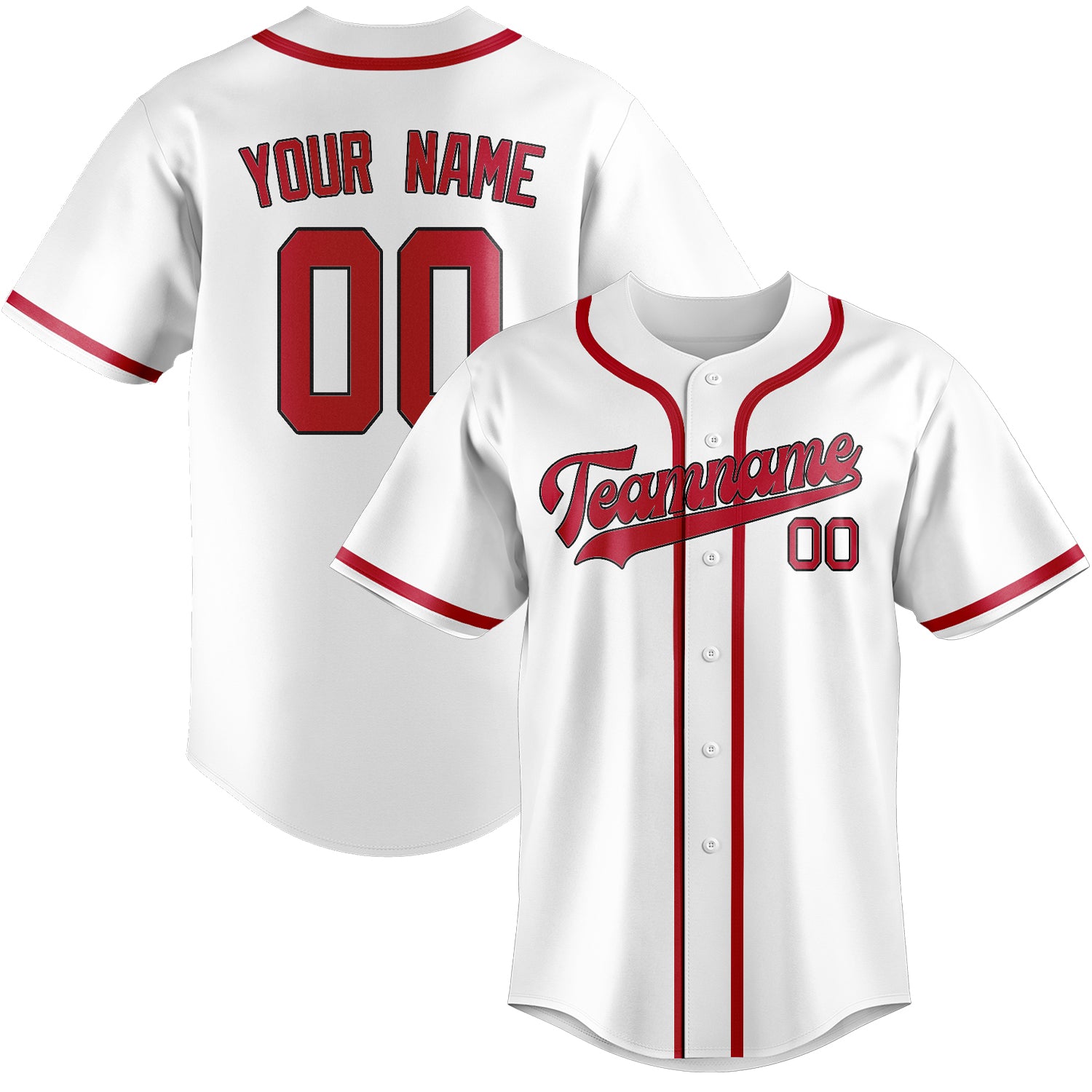 Custom White Red Baseball Jersey